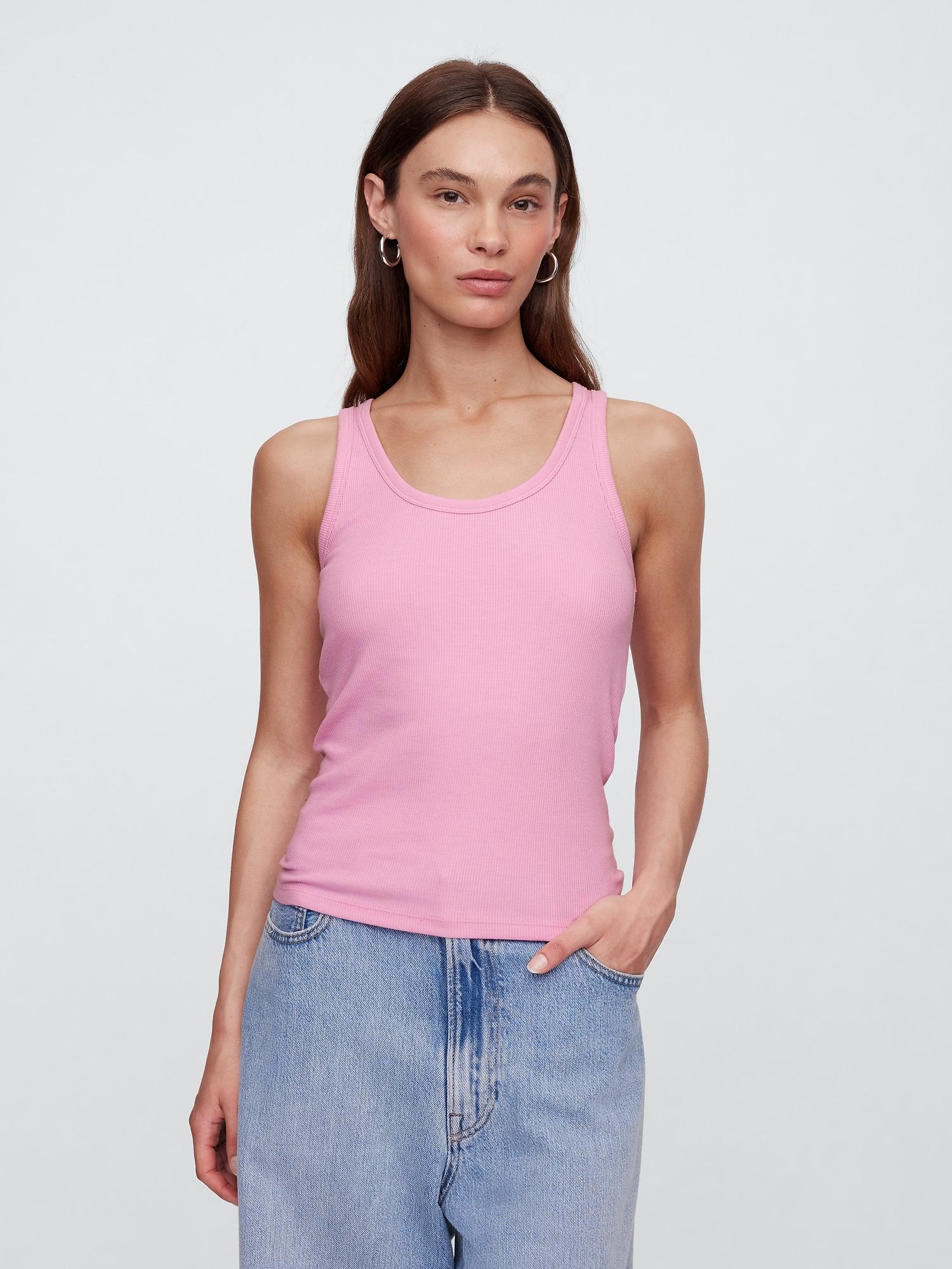 ribbed stripe scoopneck tank top
