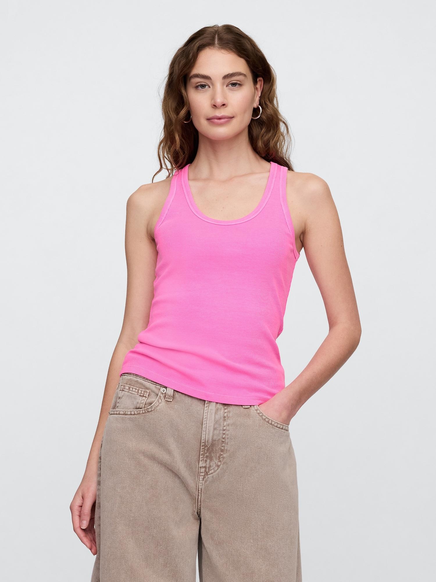 ribbed stripe scoopneck tank top