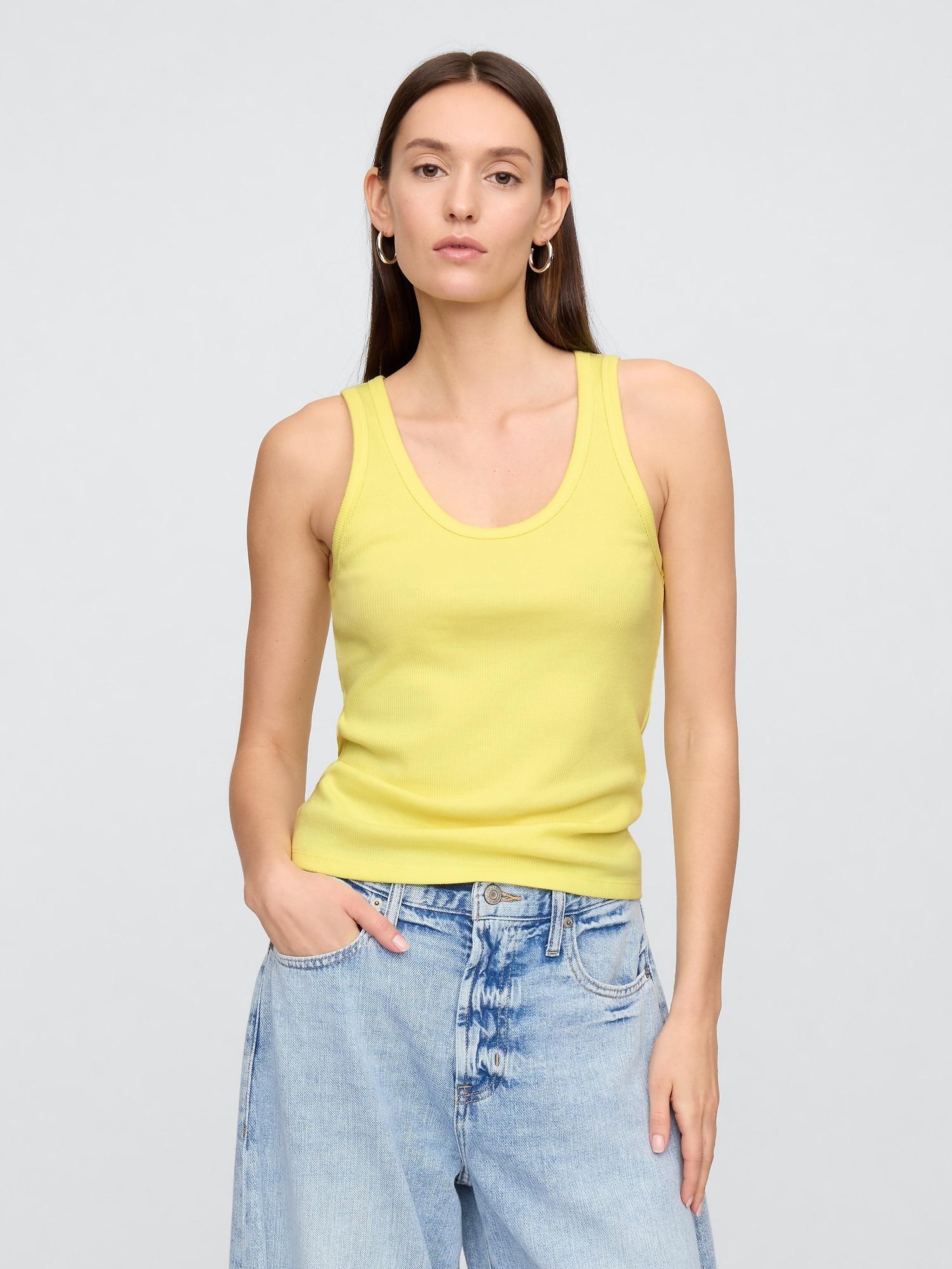 ribbed stripe scoopneck tank top