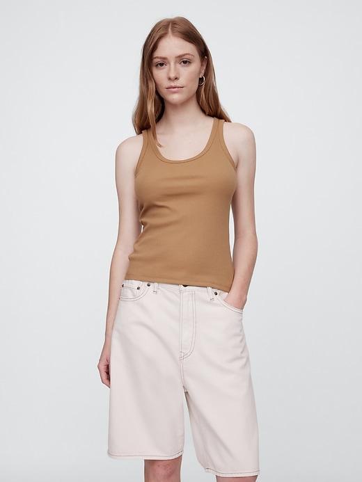 ribbed stripe scoopneck tank top