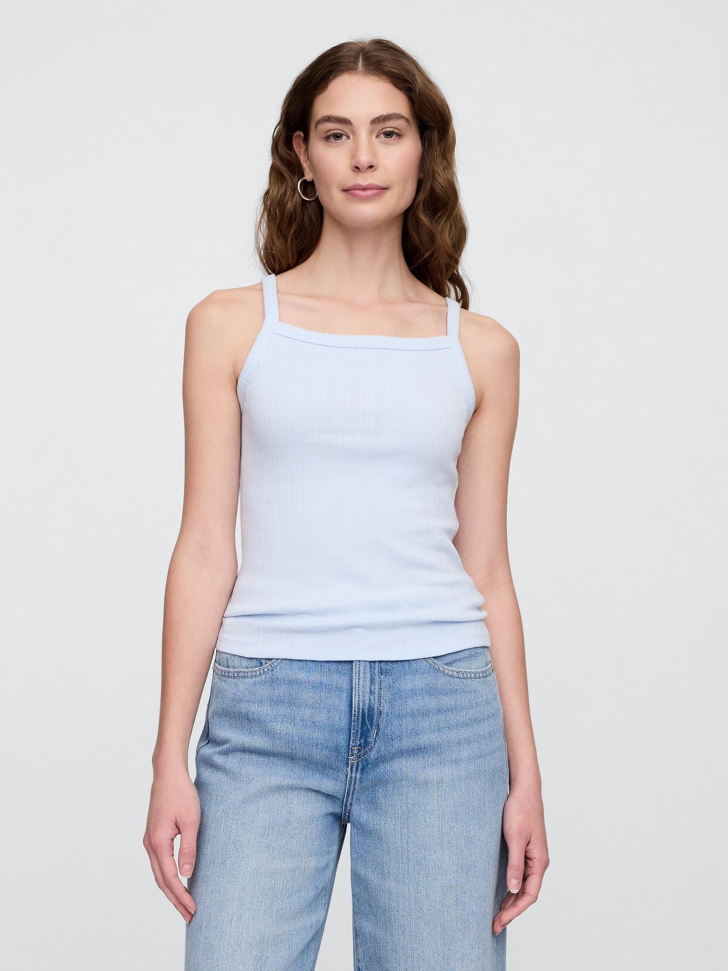 ribbed stripe squareneck tank top