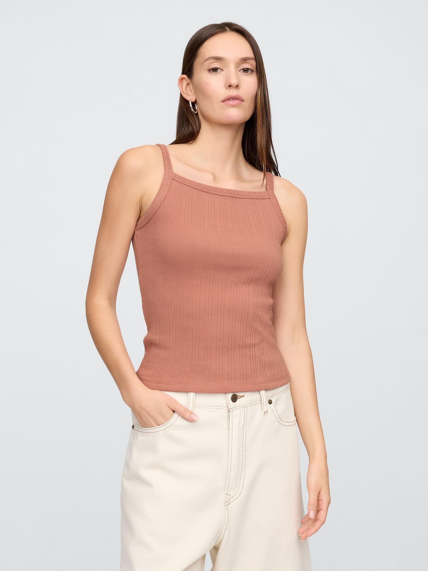 ribbed stripe squareneck tank top
