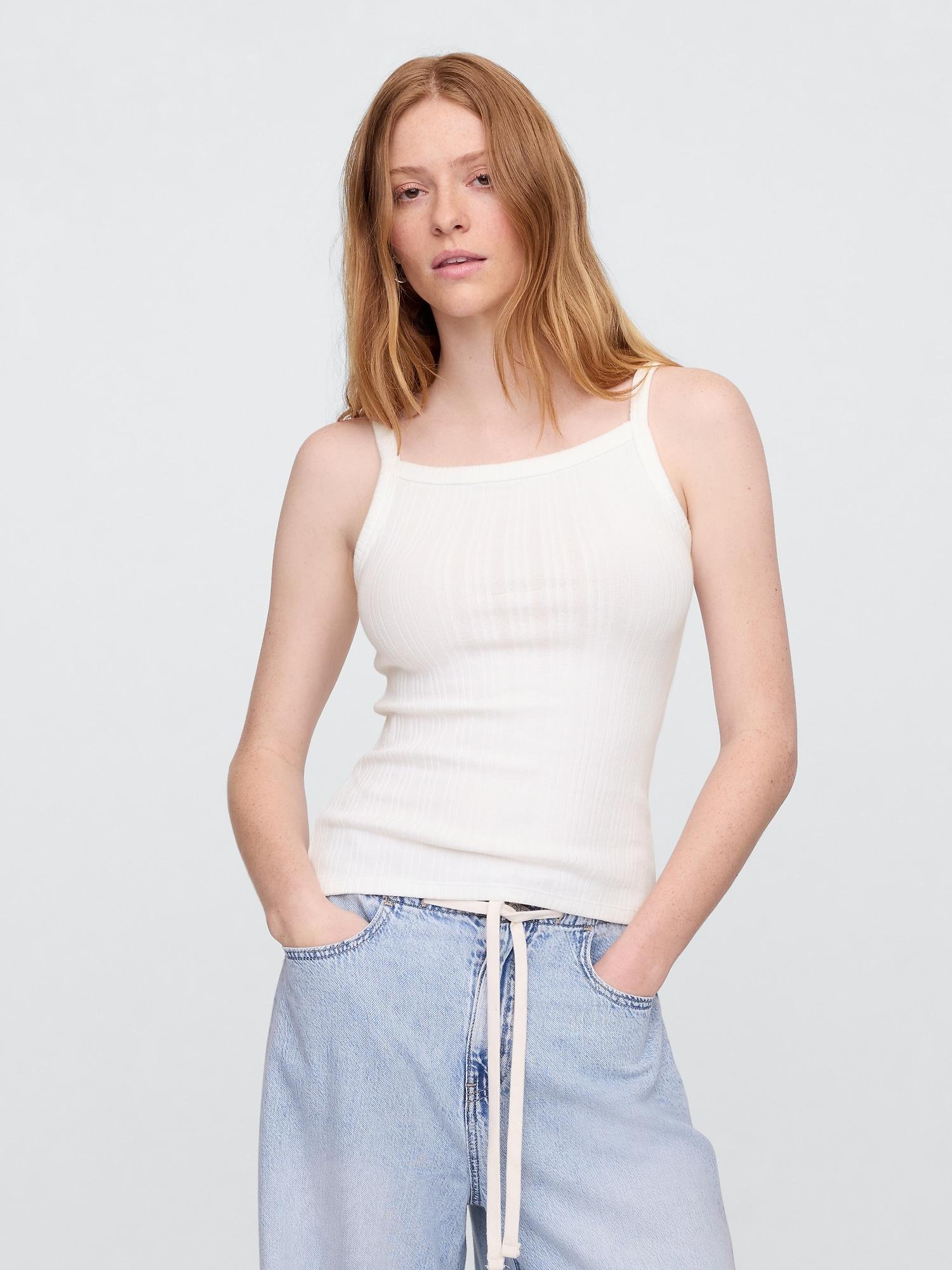 ribbed stripe squareneck tank top