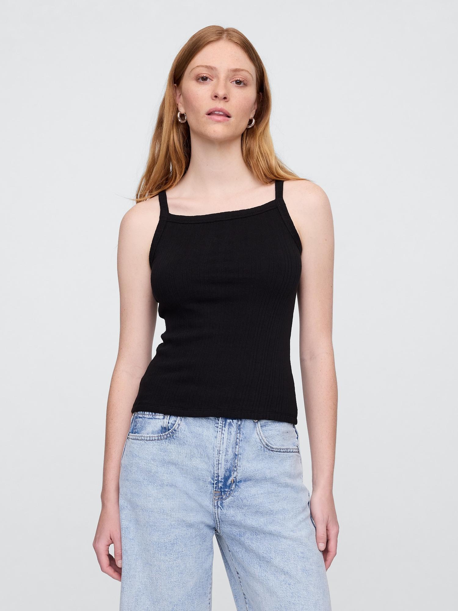 ribbed stripe squareneck tank top