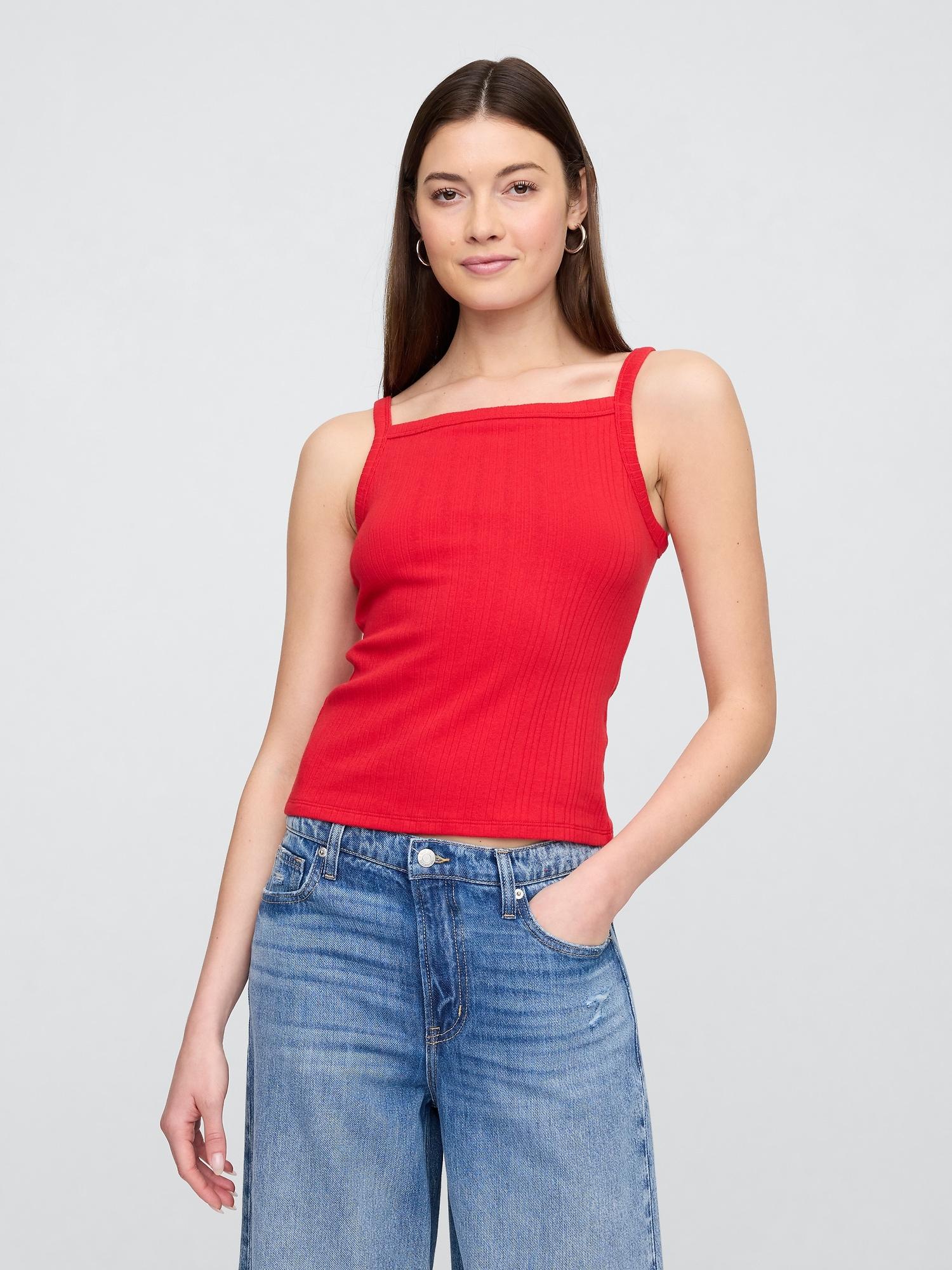 ribbed stripe squareneck tank top