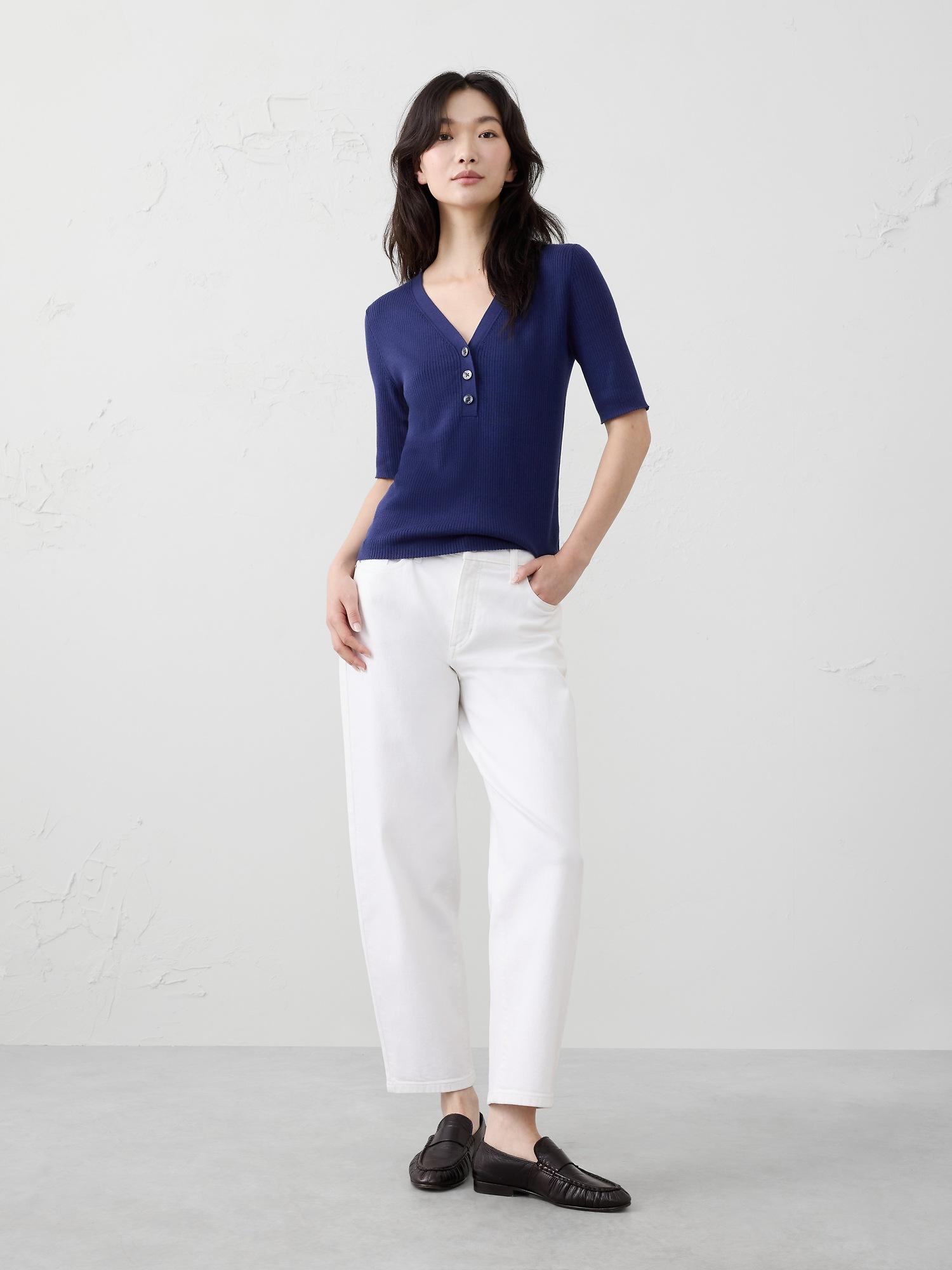 ribbed sweater henley