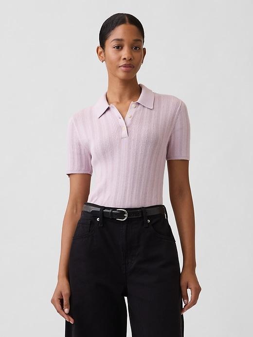 ribbed sweater polo shirt