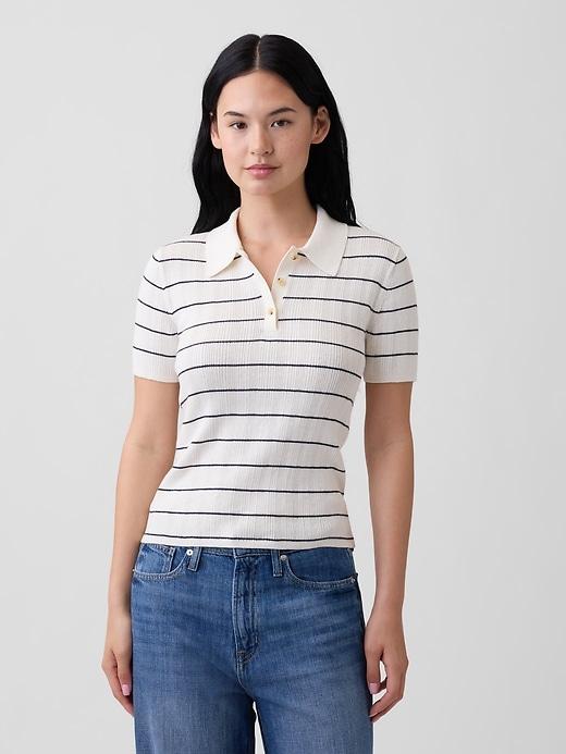 ribbed sweater polo shirt