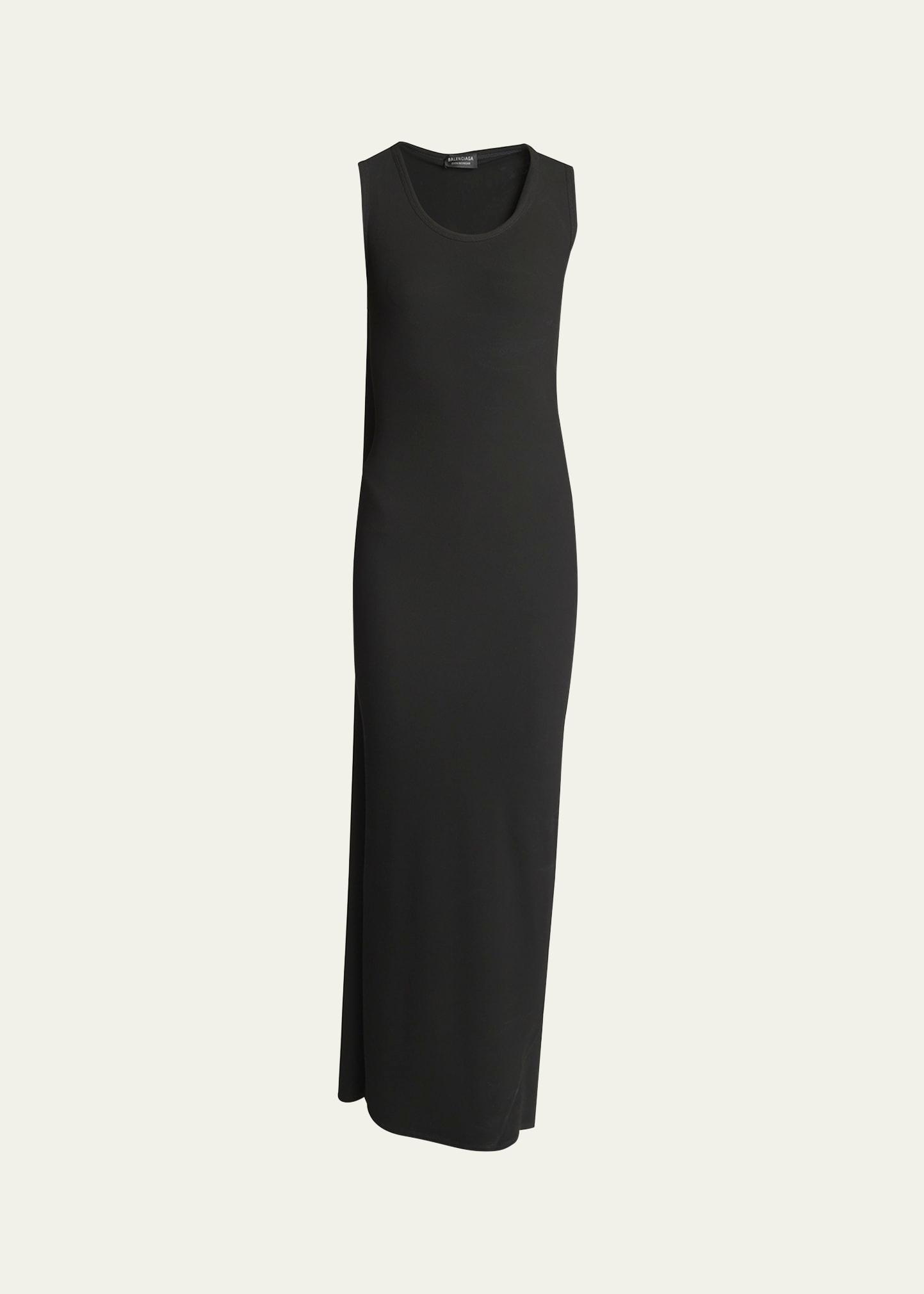 ribbed tank top gown with draped back