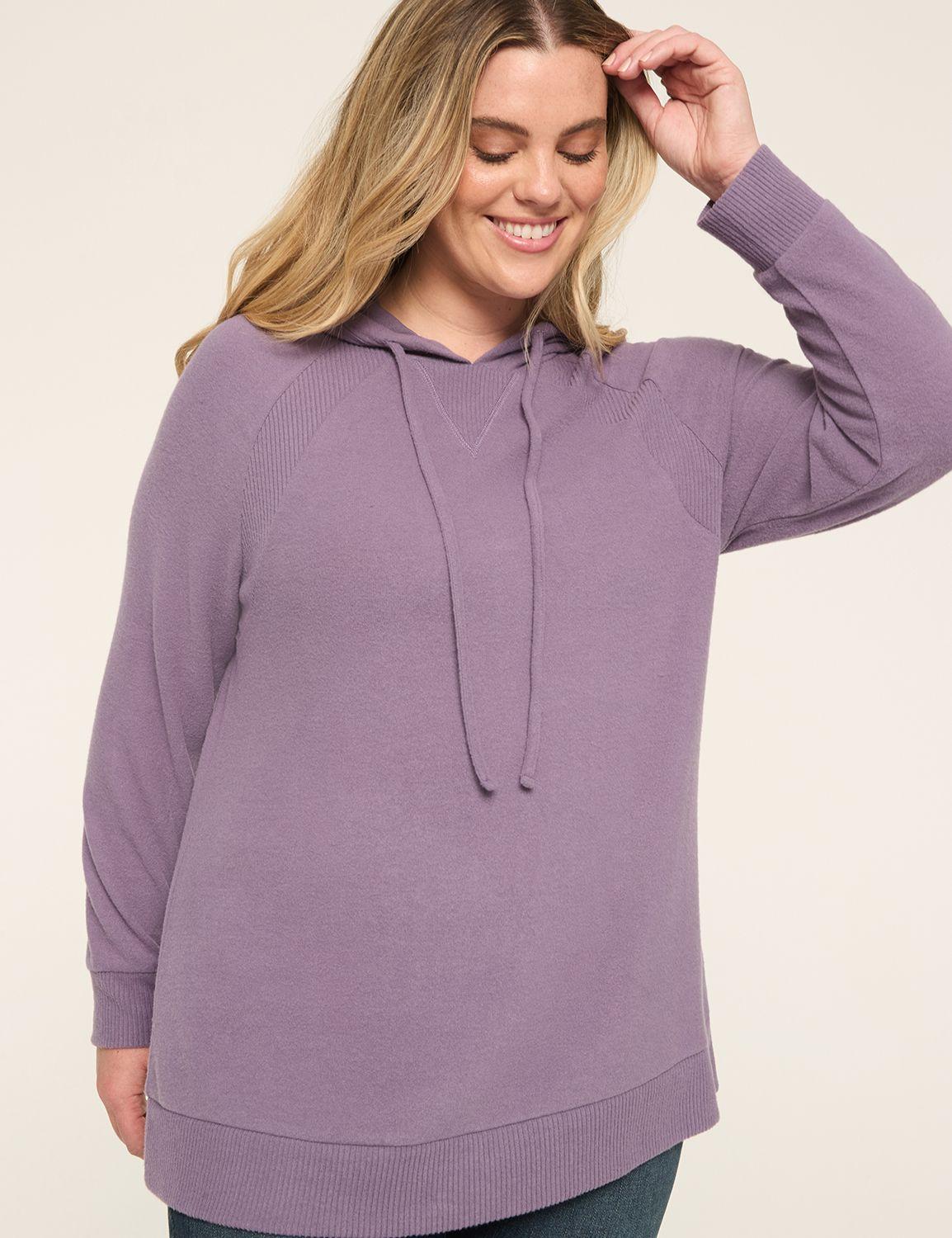 ribbed-trim hacci hoodie