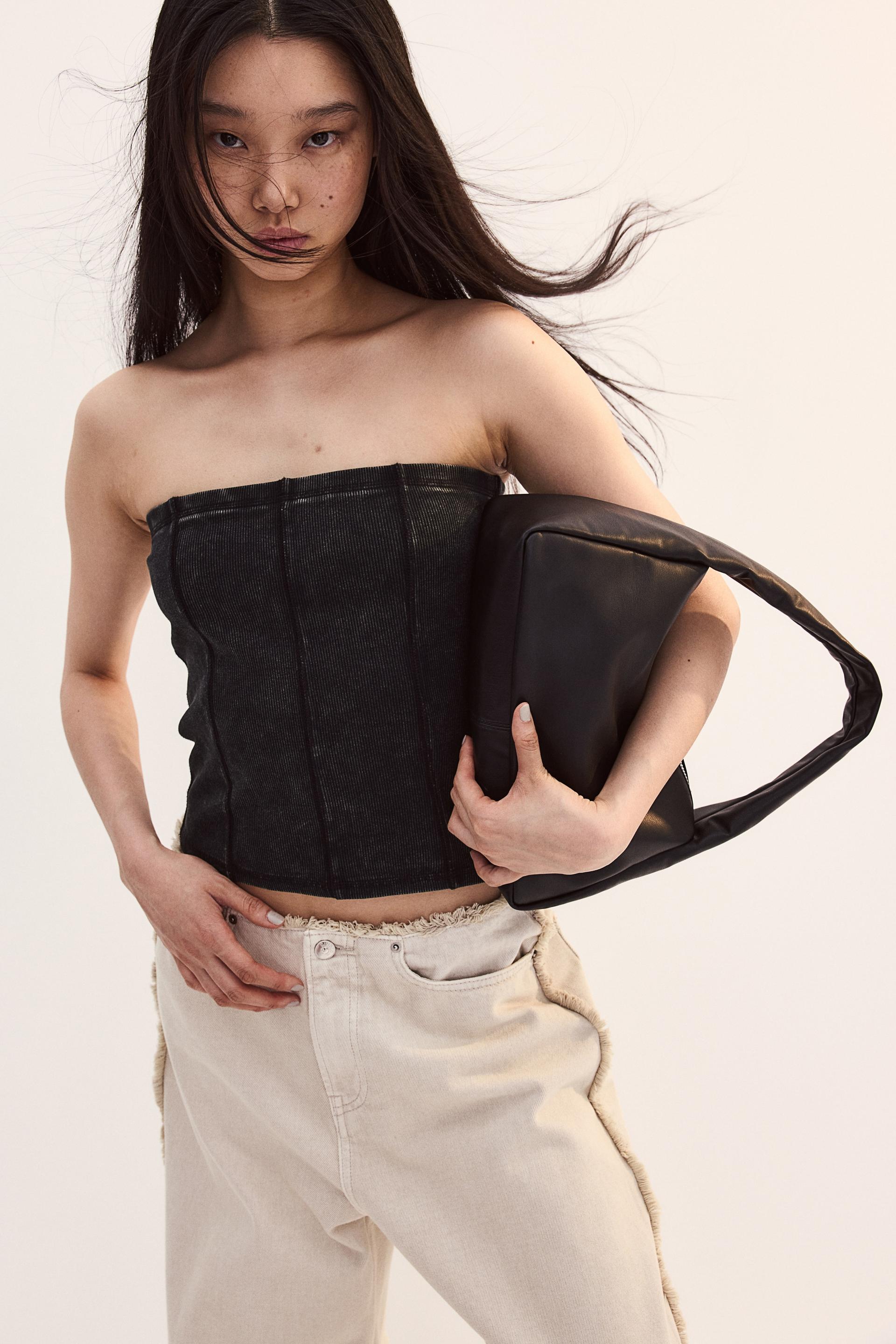 ribbed tube top with flatlock seams