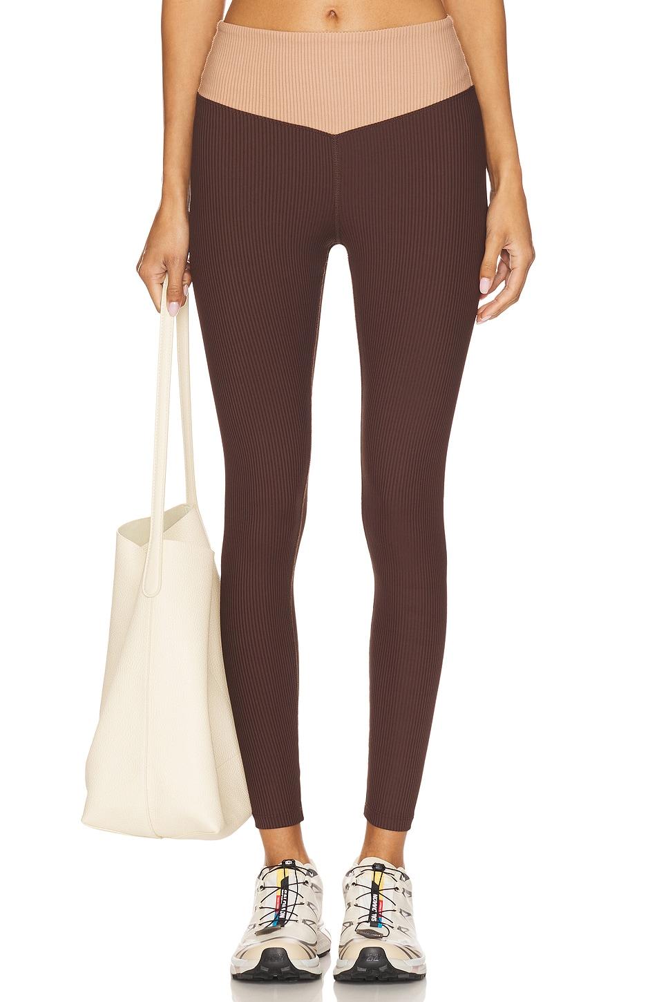 ribbed two tone dip legging