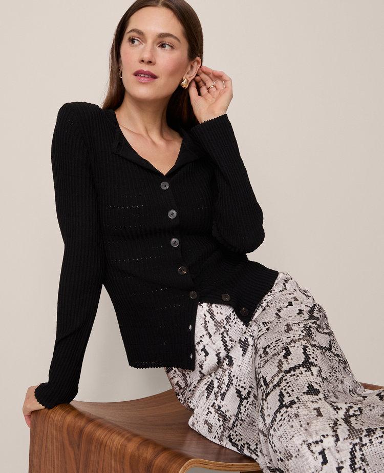 ribbed v-neck cardigan