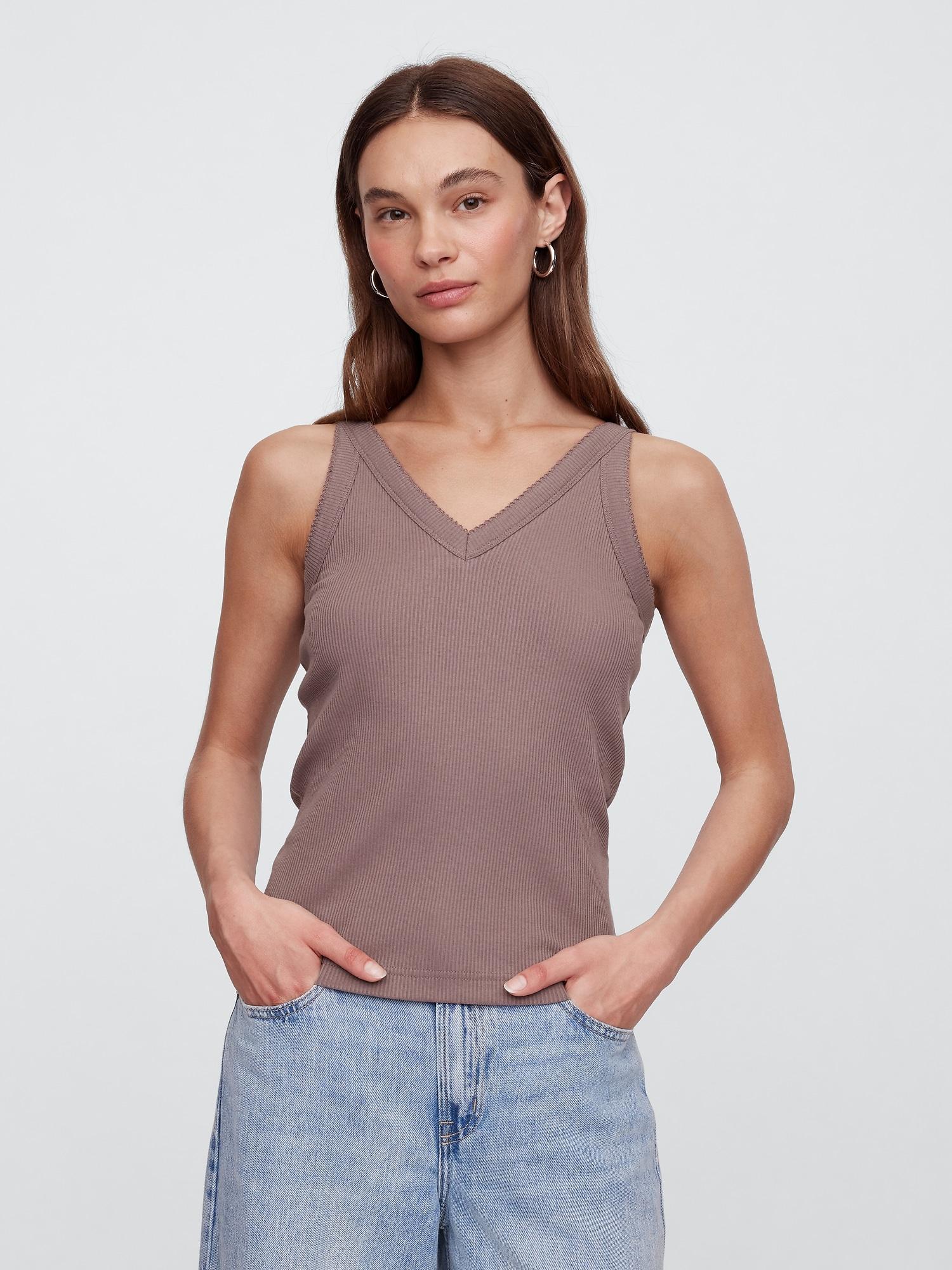 ribbed v-neck tank top