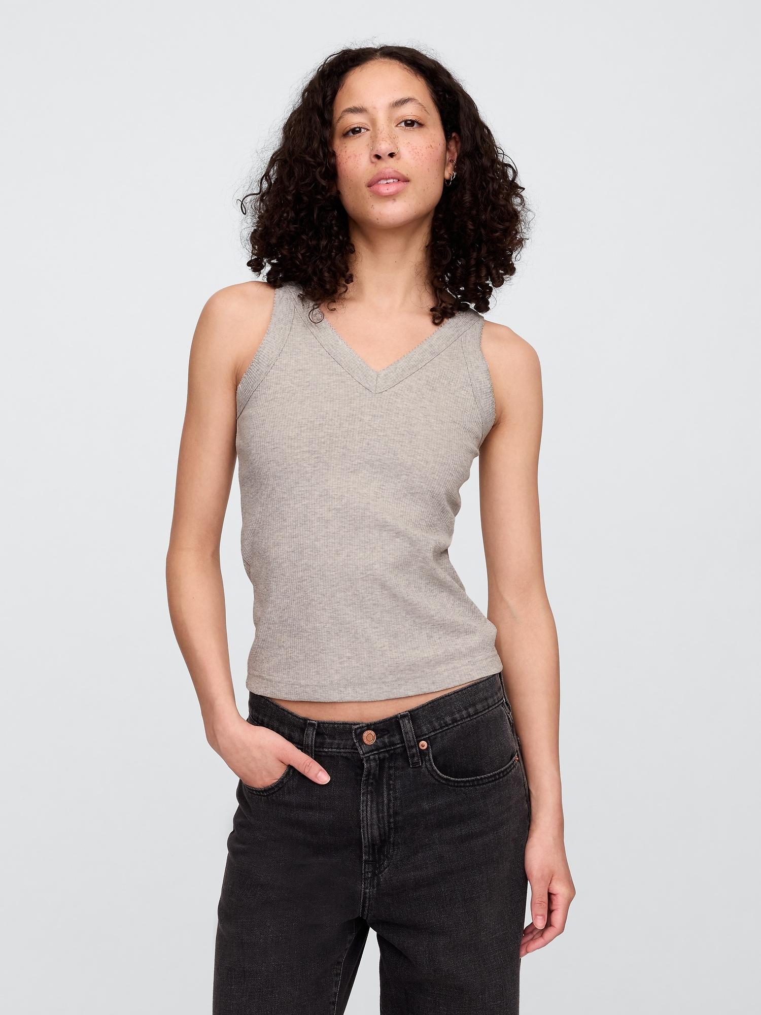 ribbed v-neck tank top