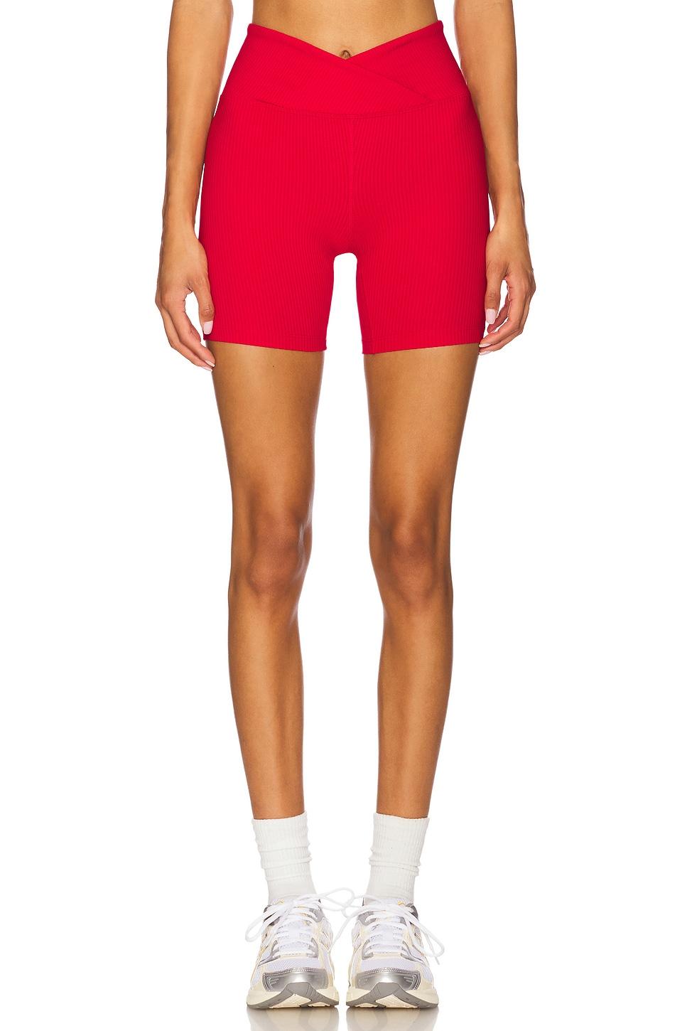 ribbed v waist biker short