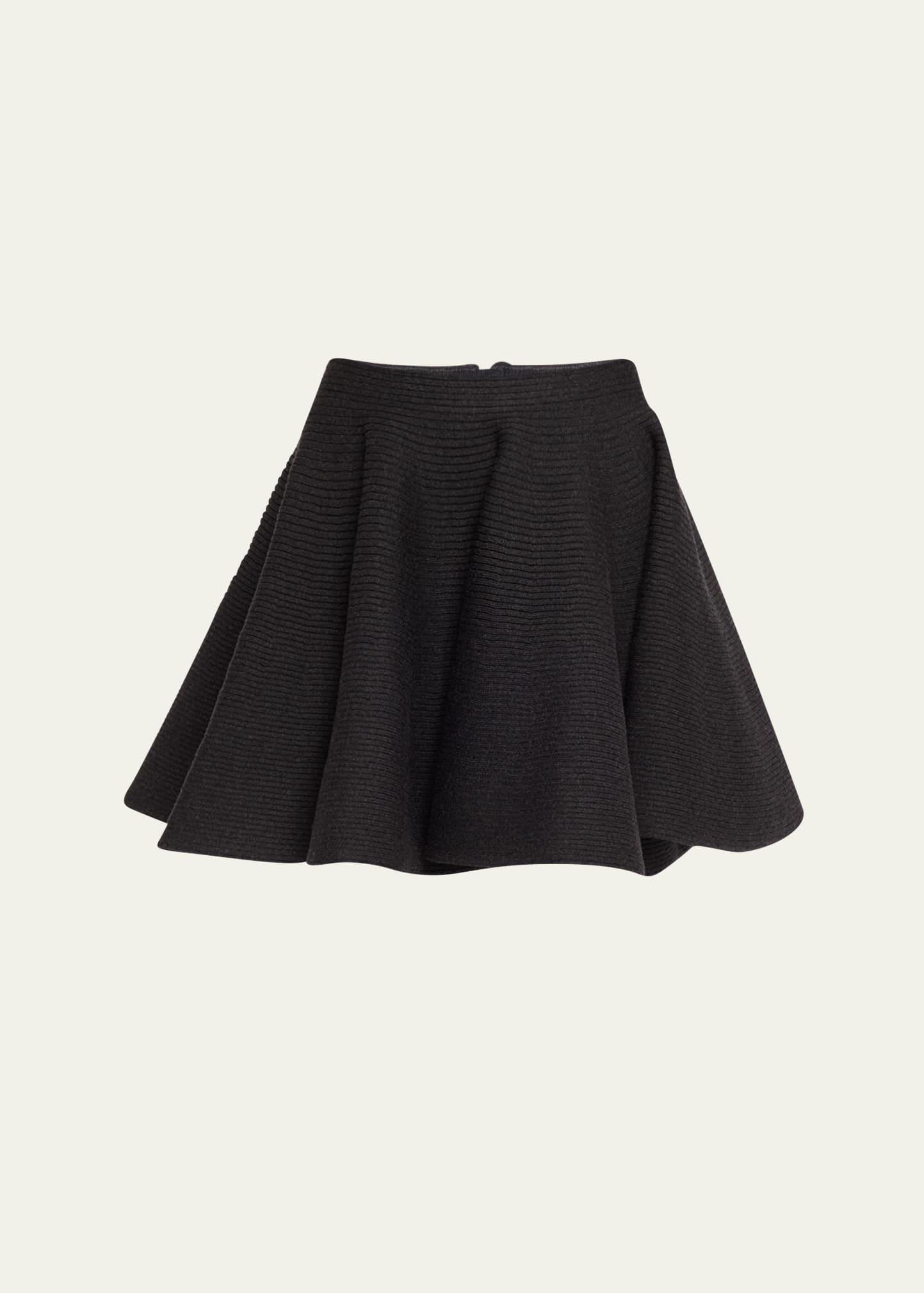 ribbed wool fit-flare mini skirt