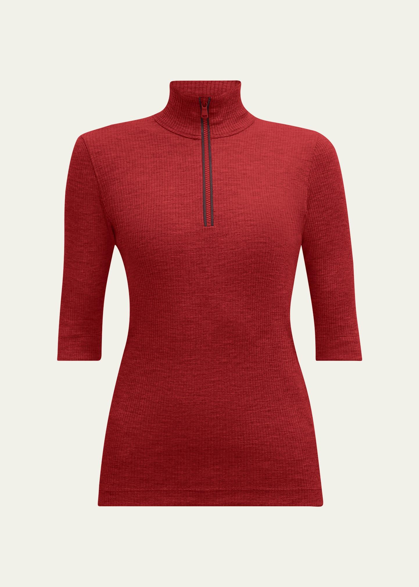 ribbed wool jersey monili zip top