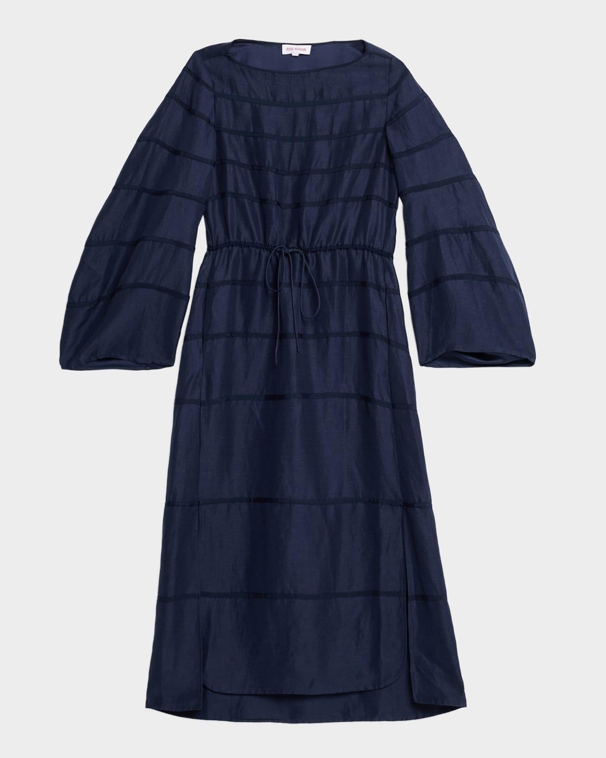 ribbon striped midi caftan dress