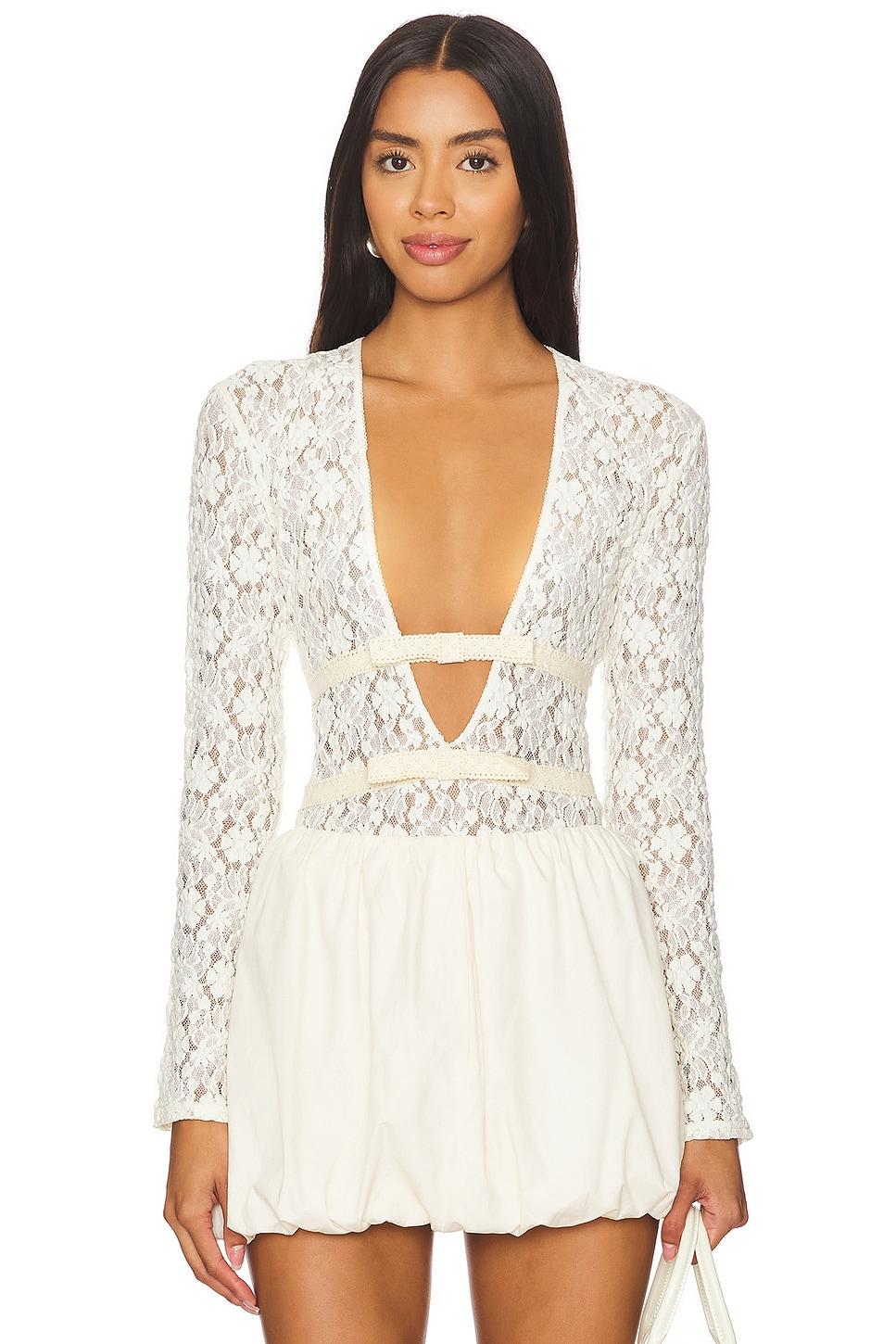 ribbon tied lace top