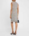 ribbon-trim fringed tweed dress