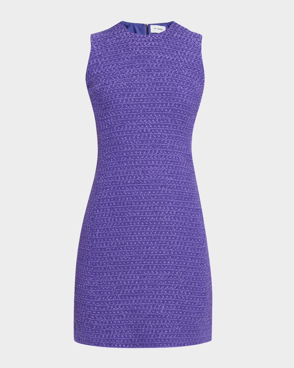 ribbon tweed sleeveless mini dress