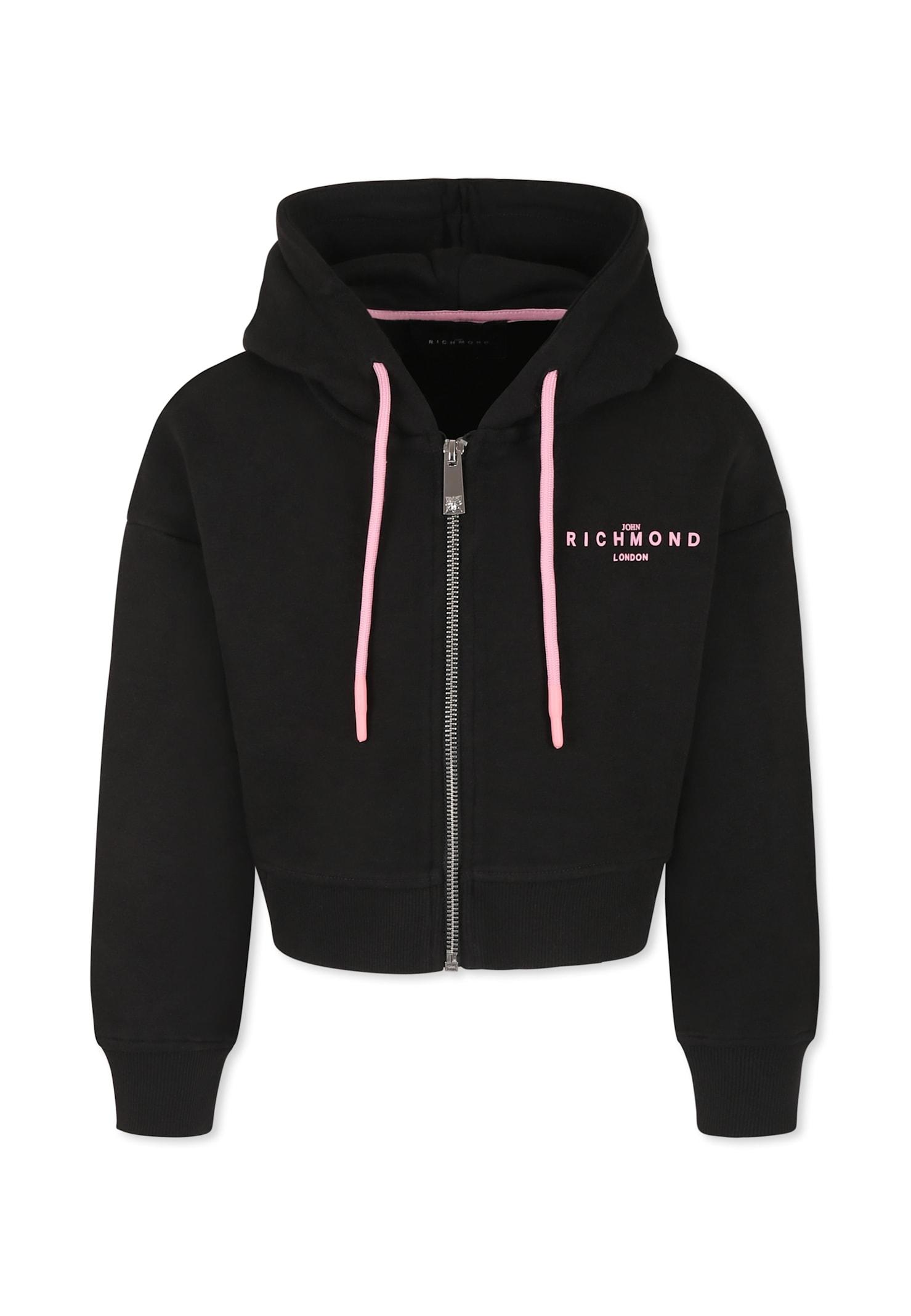 richmond black crop sweatshirt for girl with logo