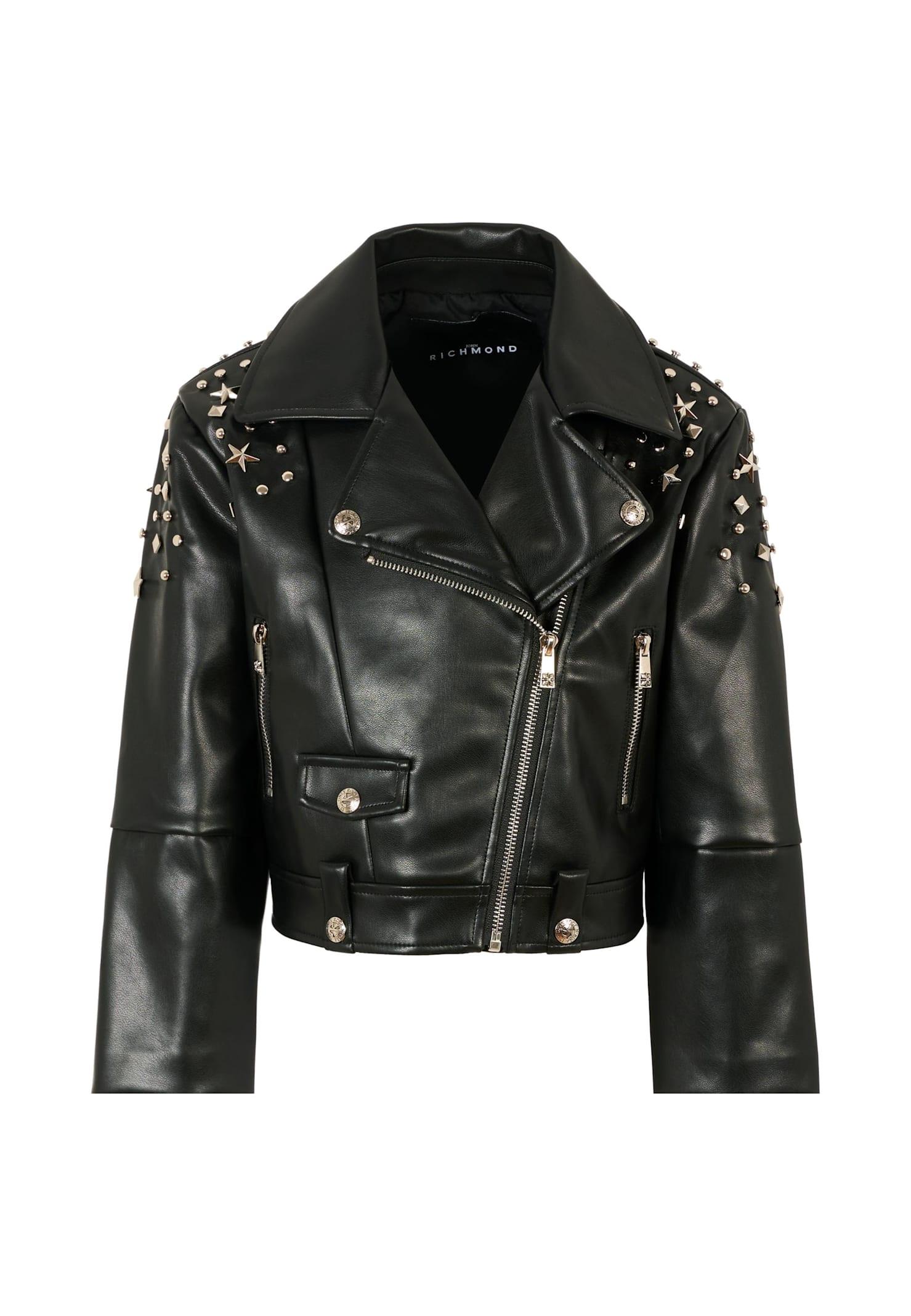 richmond black jacket for girl with studs