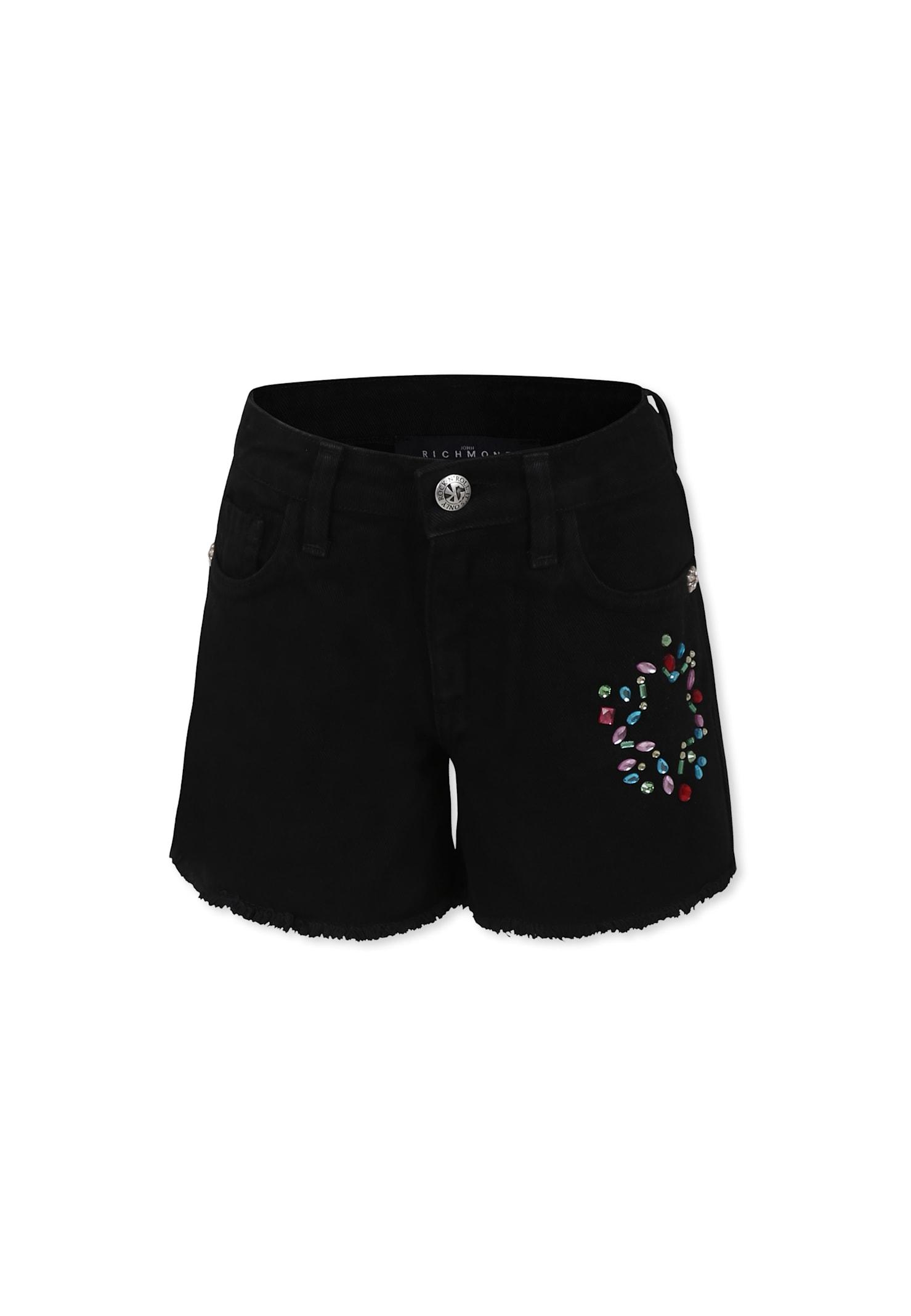 richmond black shorts for girl with logo