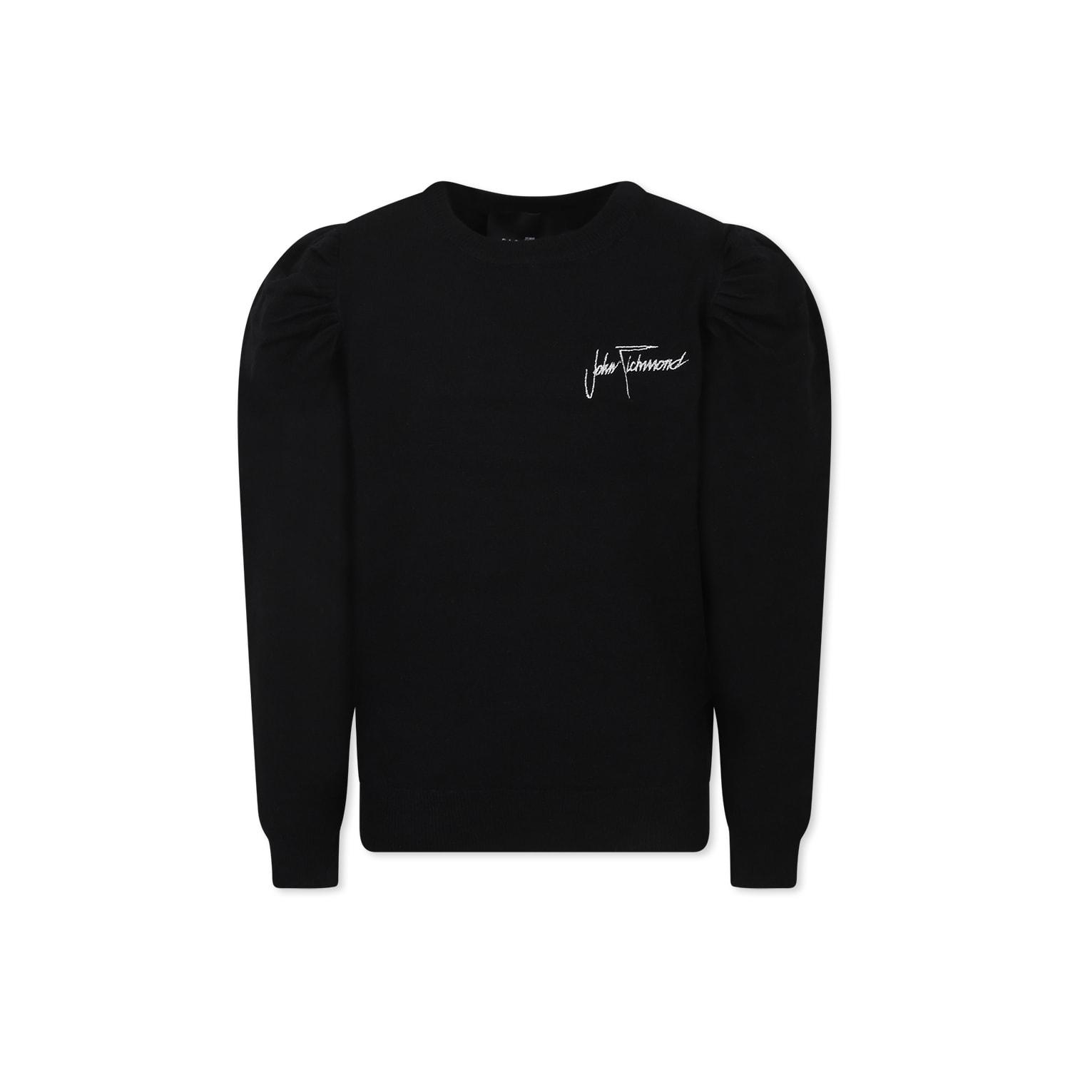 richmond black sweater for boy with logo