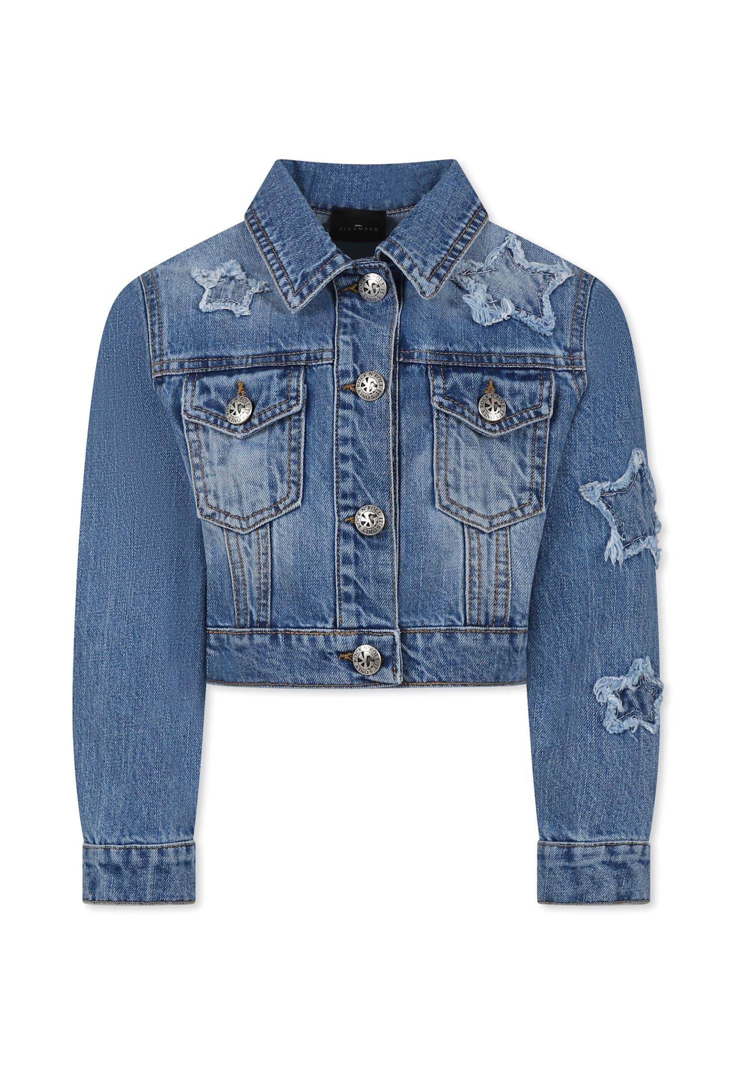 richmond crop denim jacket for girl with stars