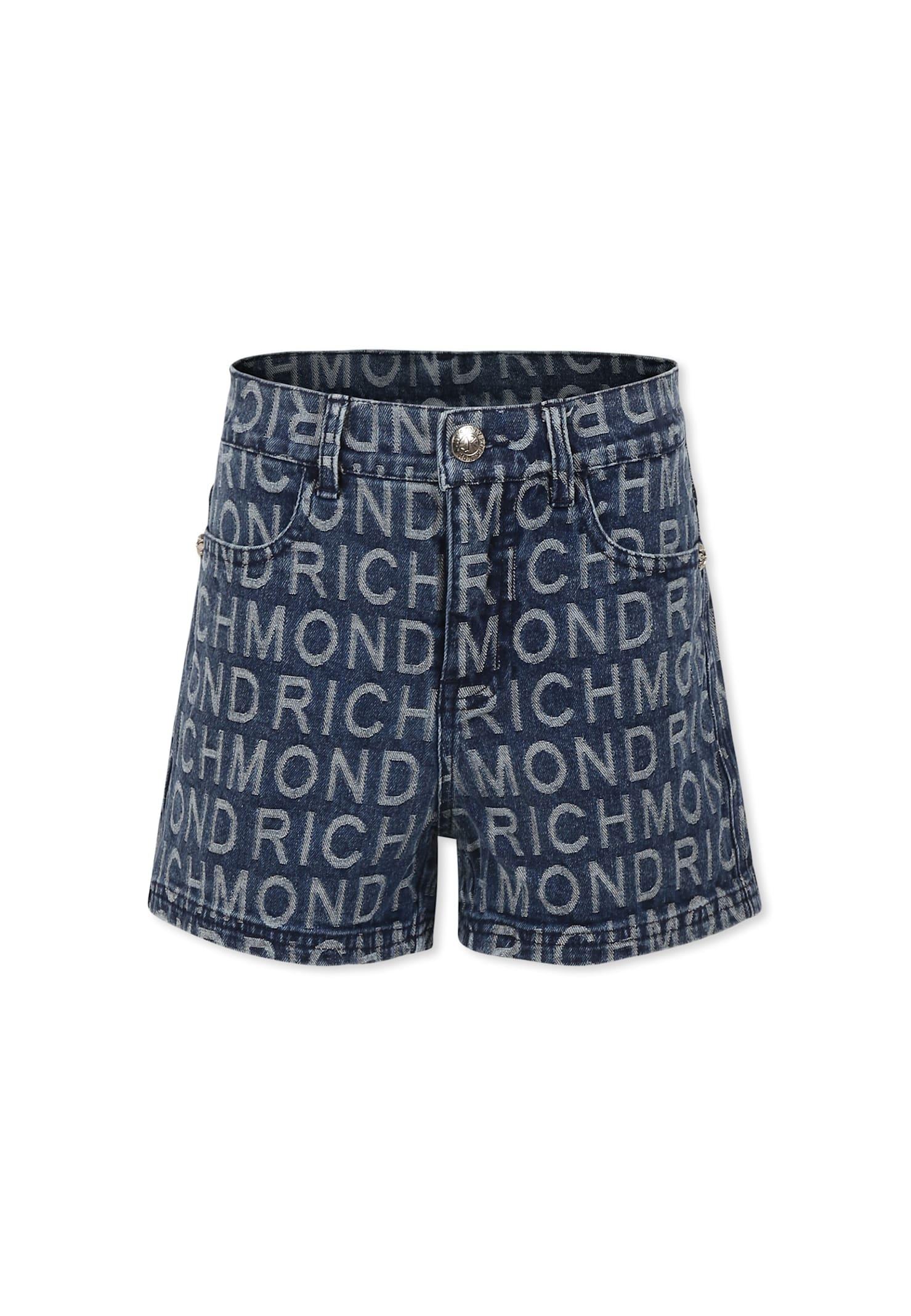 richmond denim shorts for girl with logo