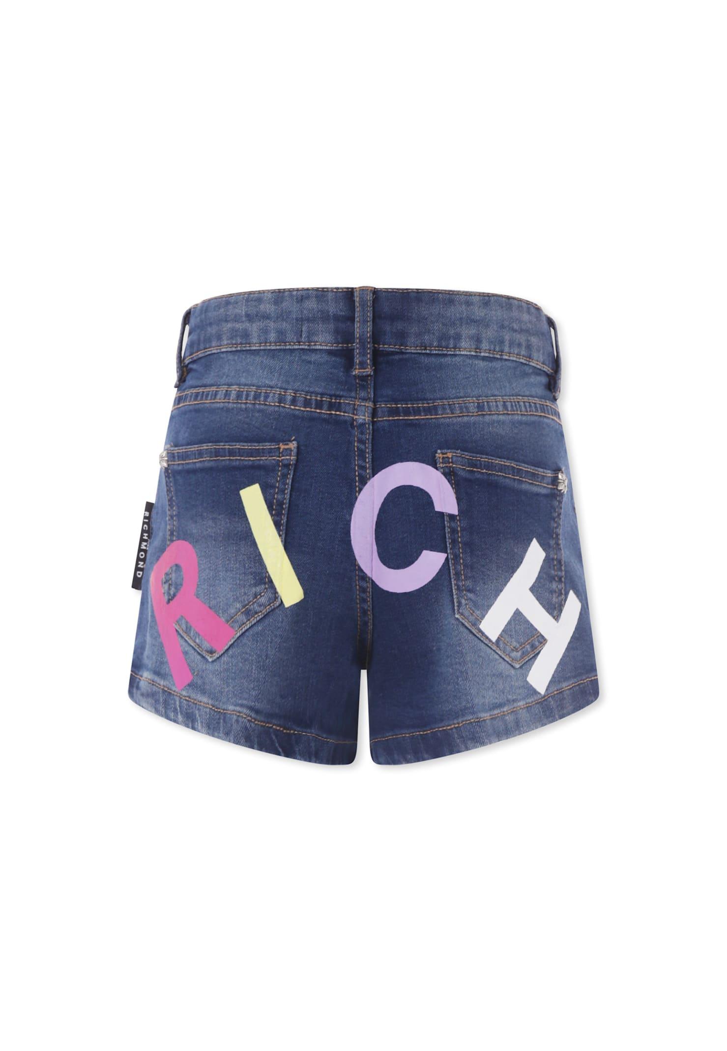 richmond denim shorts for girl with logo