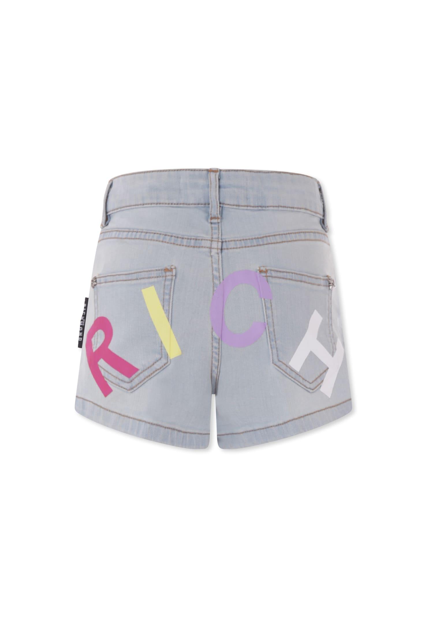 richmond denim shorts for girl with logo