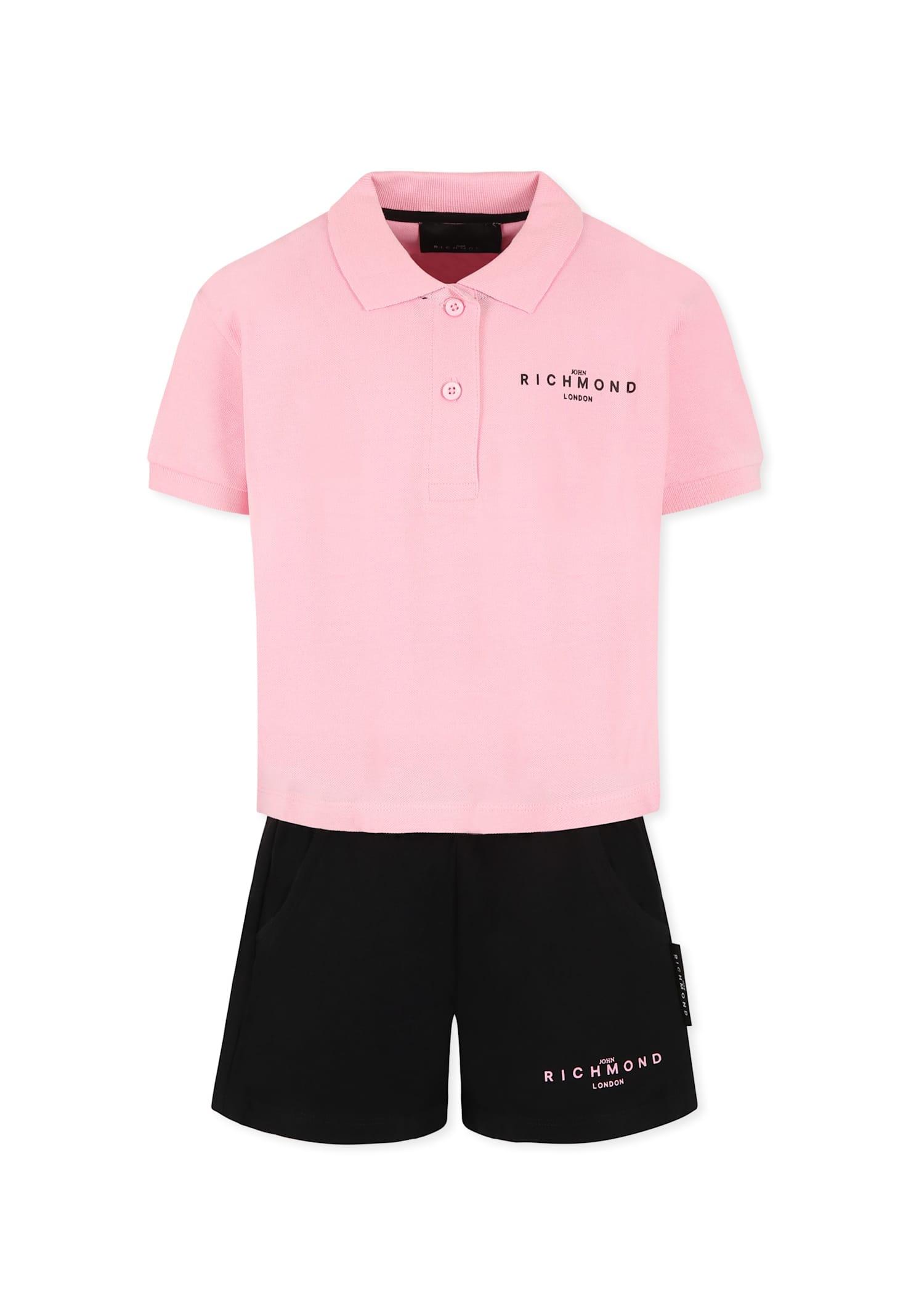 richmond pink suit for girl with logo