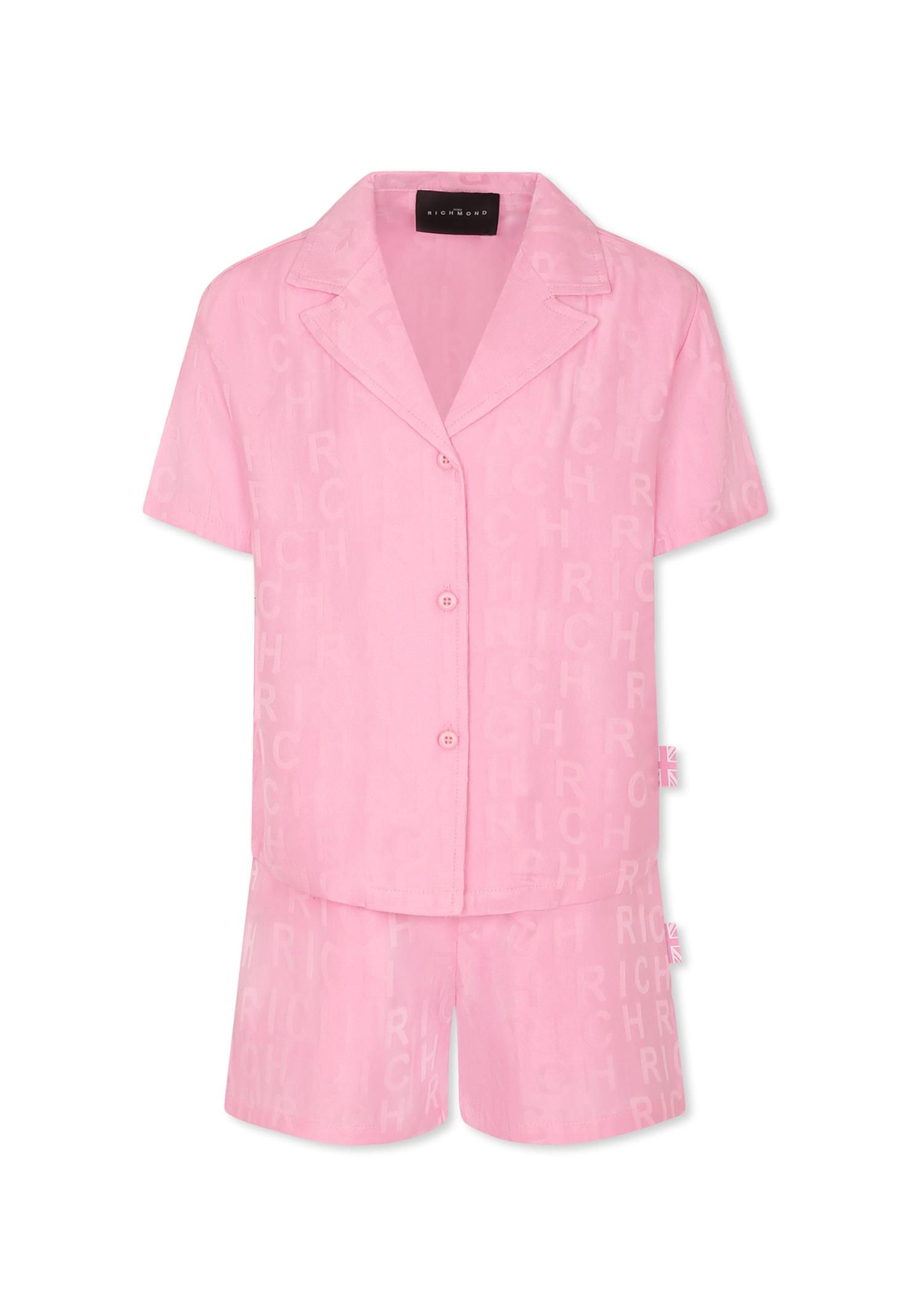 richmond pink suit for girl with logo