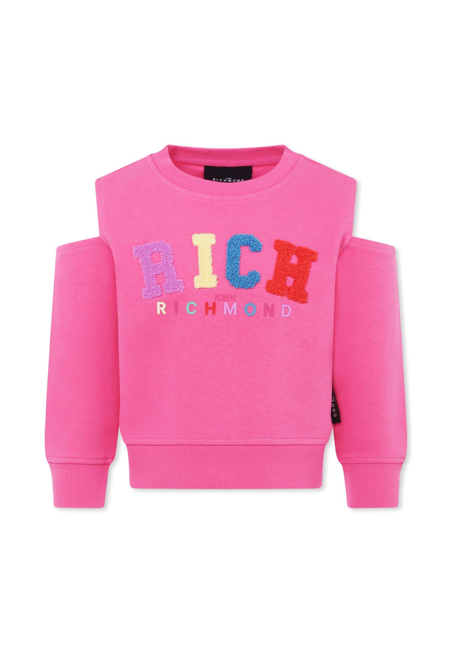richmond pink sweatshirt for girl with logo