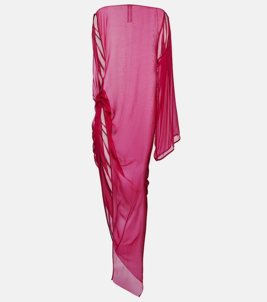 rick owens abito draped silk maxi dress