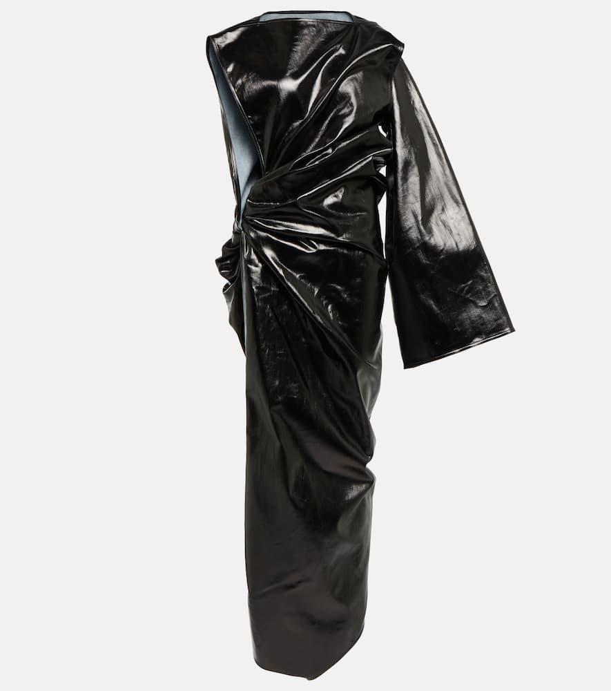 rick owens asymmetrical denim gown