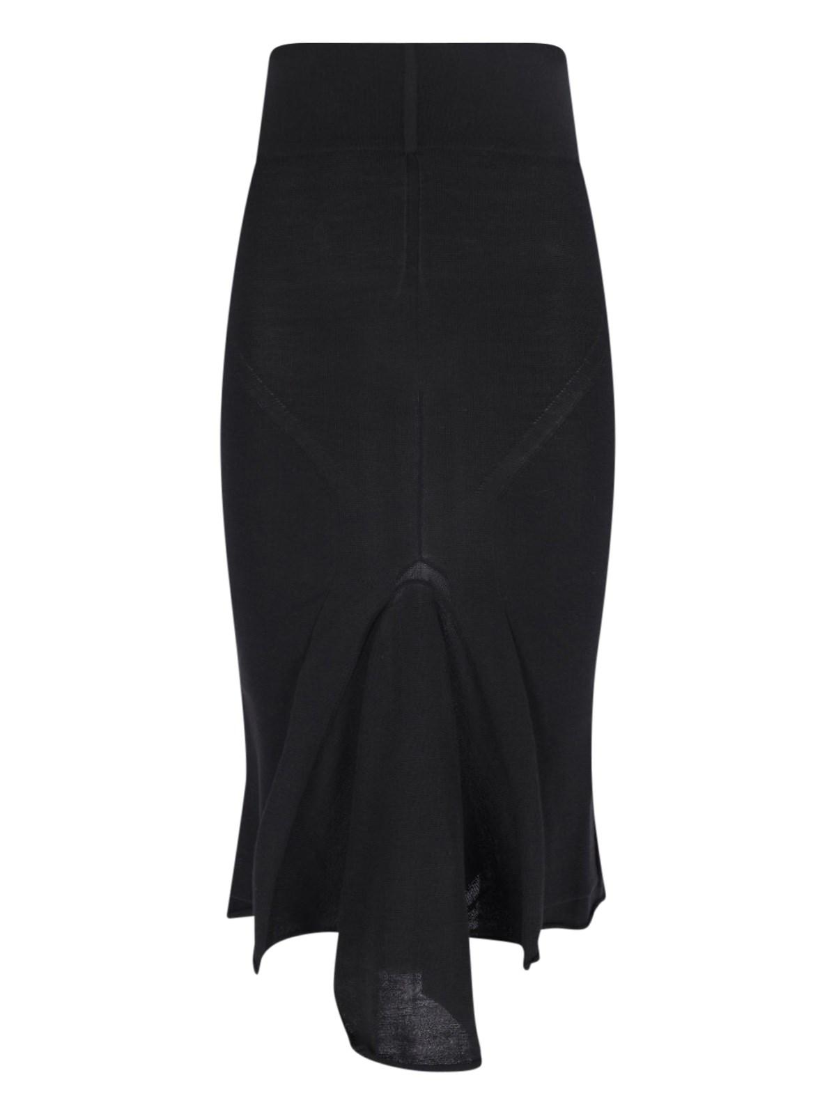 rick owens asymmetrical wool midi skirt