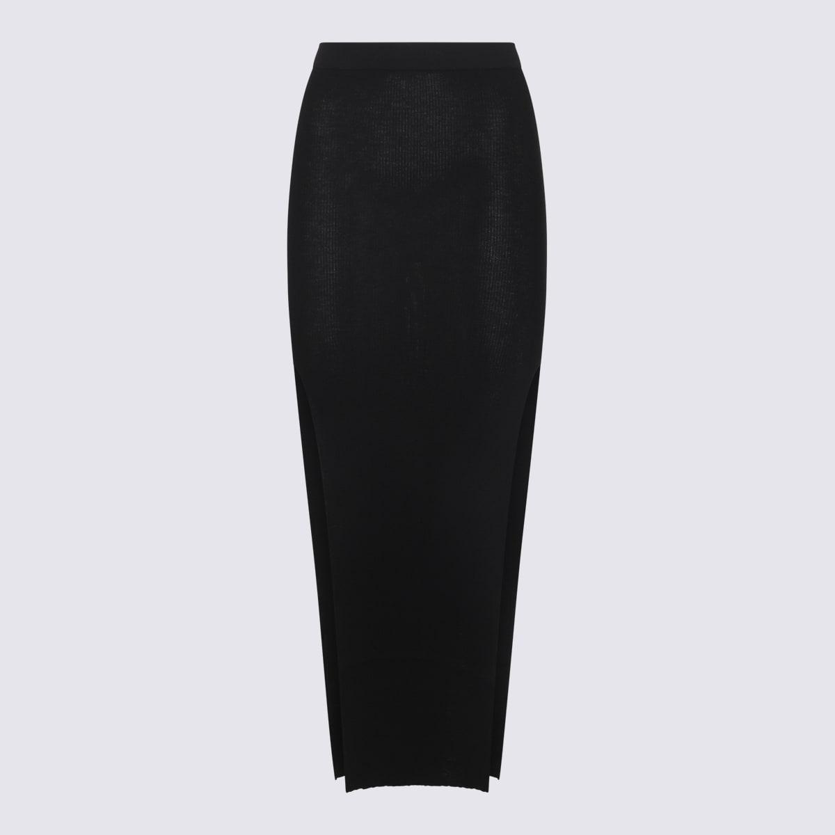 rick owens black cotton midi skirt