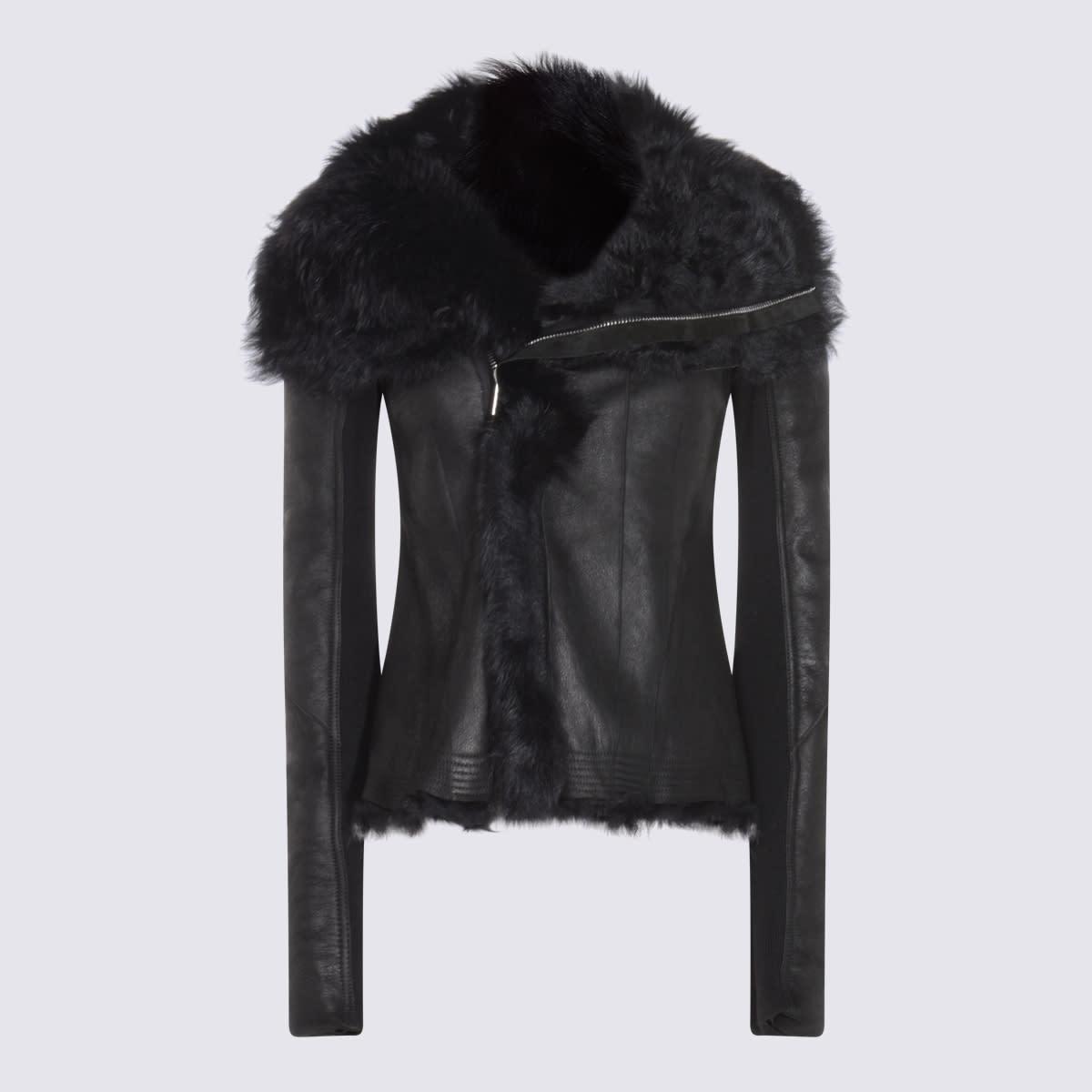 rick owens black leather jacket