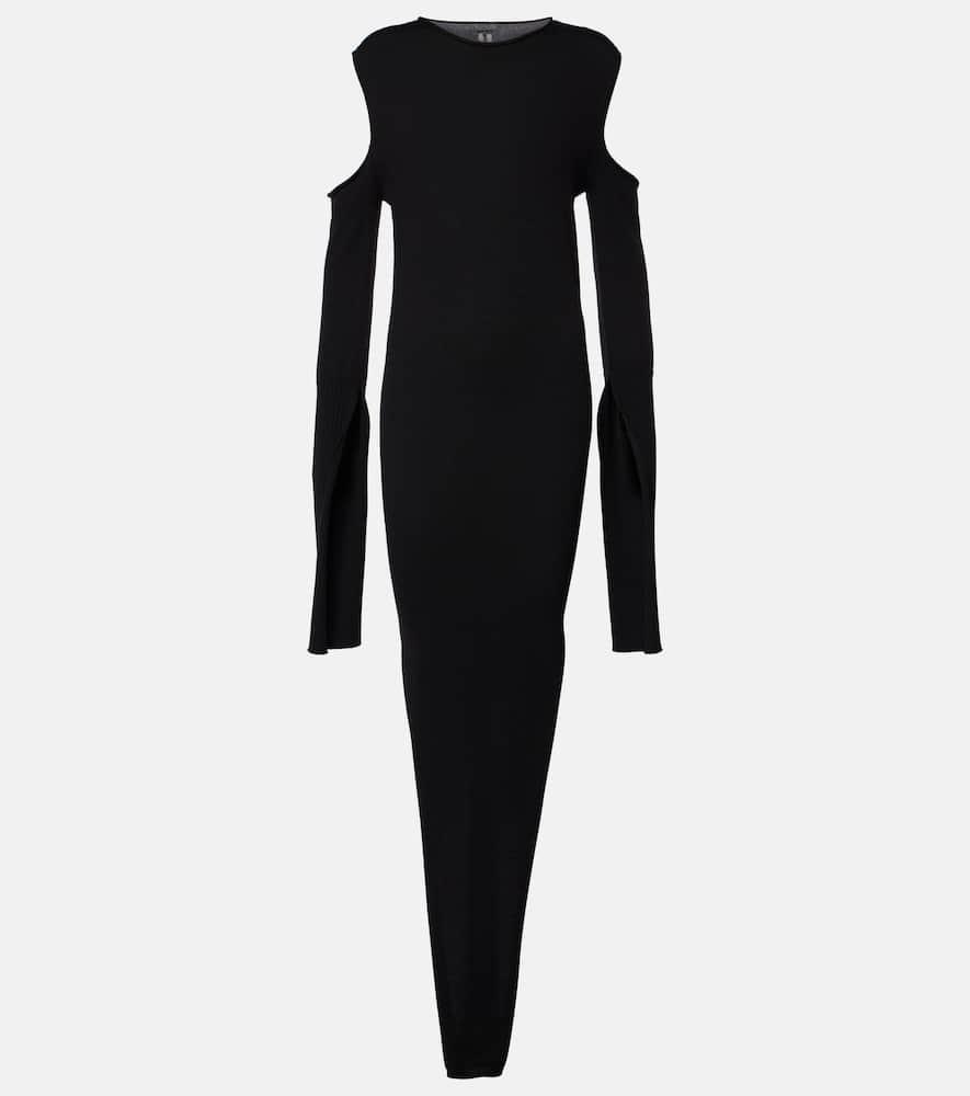 rick owens caped wool maxi dress