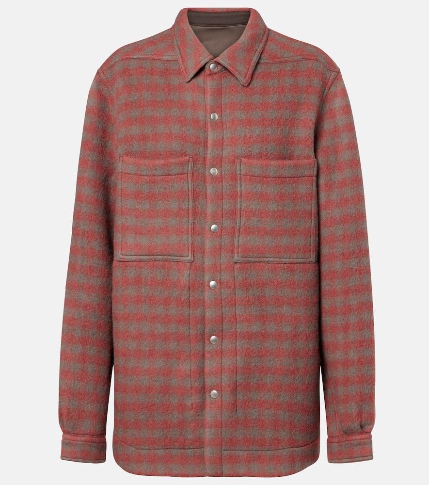 rick owens checked virgin wool overshirt