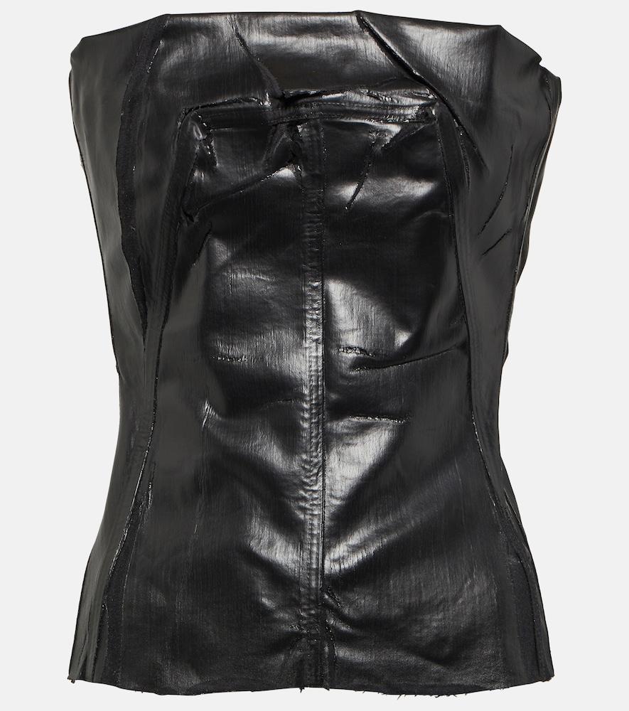 rick owens coated denim bustier