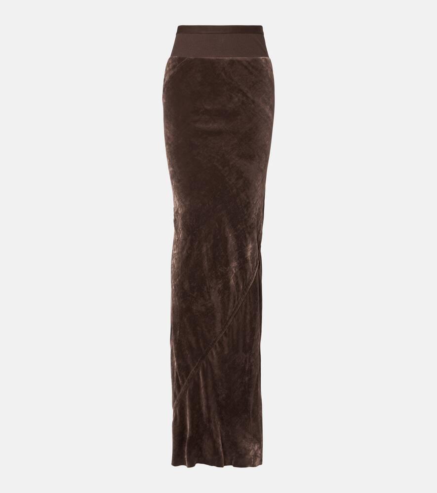 rick owens coda velvet maxi skirt