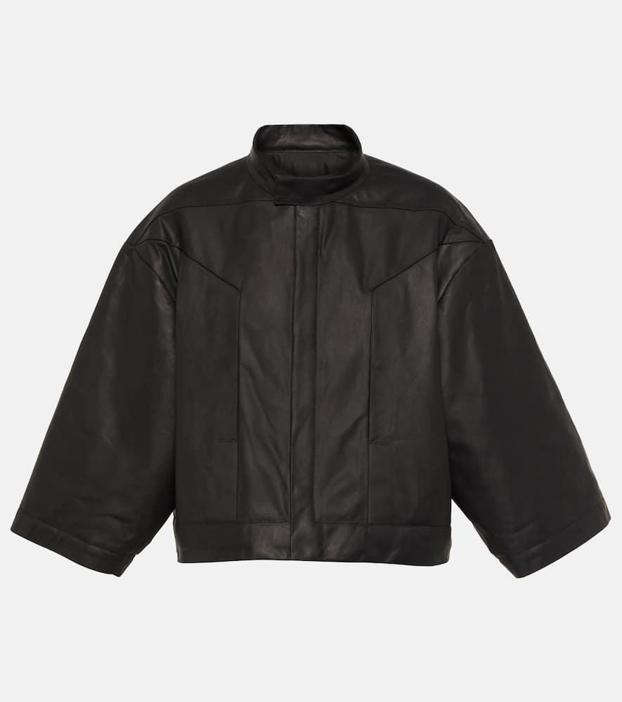 rick owens cropped leather jacket