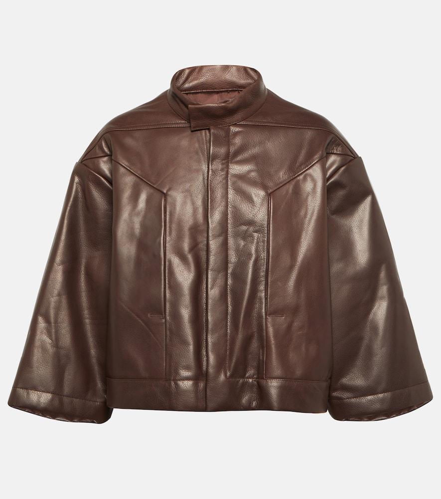 rick owens cropped leather jacket