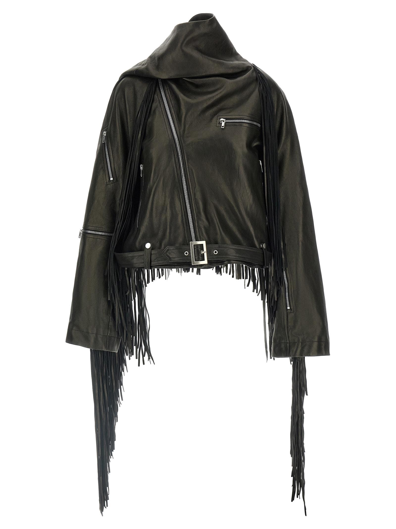 rick owens cropped scarf flight jacket