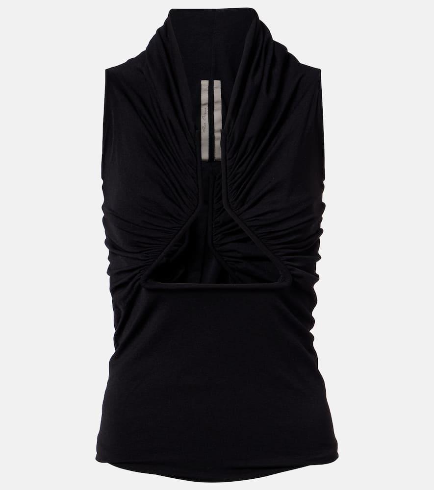 rick owens cutout ruched jersey top